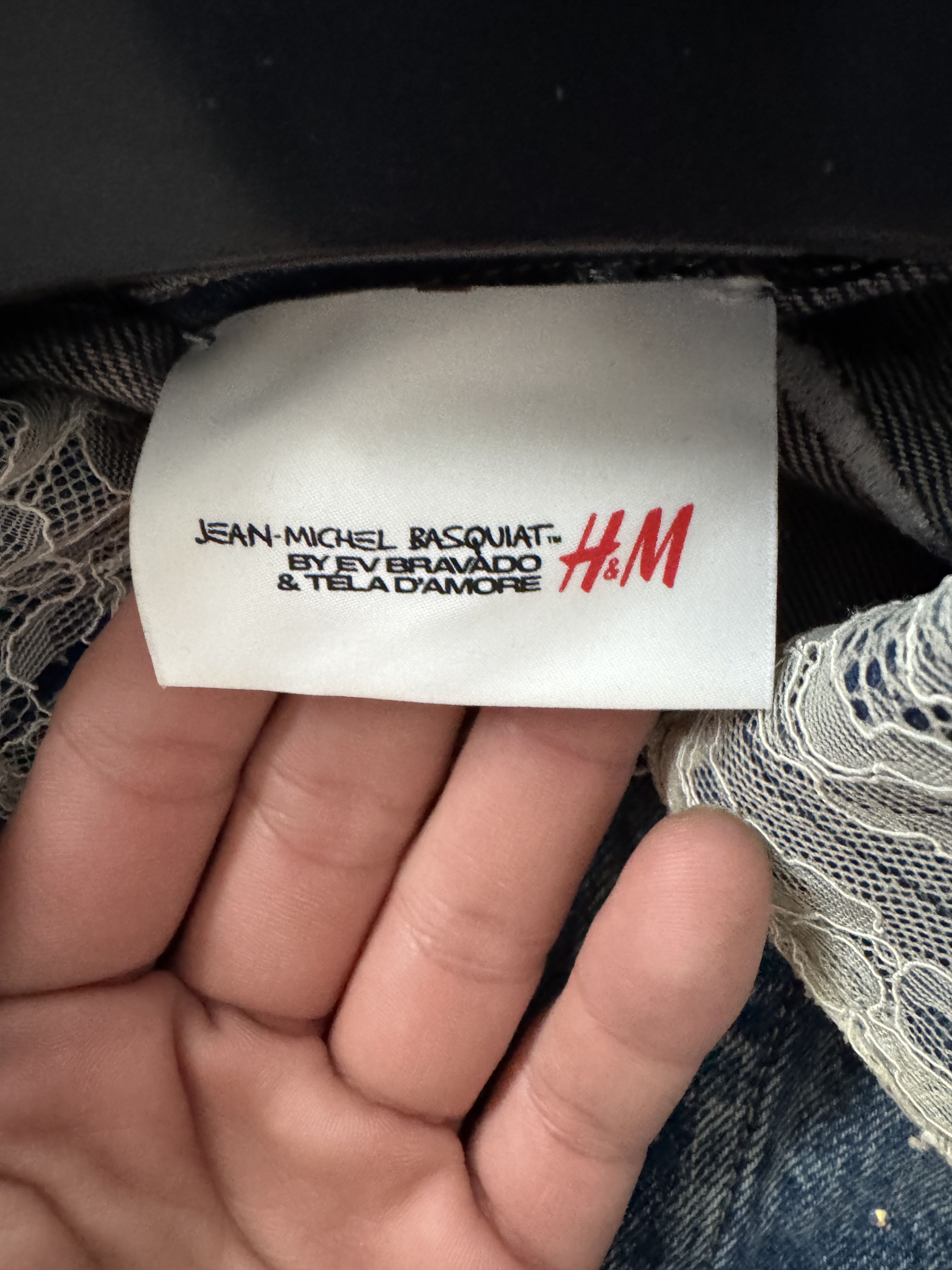 H&M × Jean-Michel Basquiat × Who Decides War Distressed Rhinestone Denim Jacket Size US XS / EU 42 / 0 - 17 Thumbnail