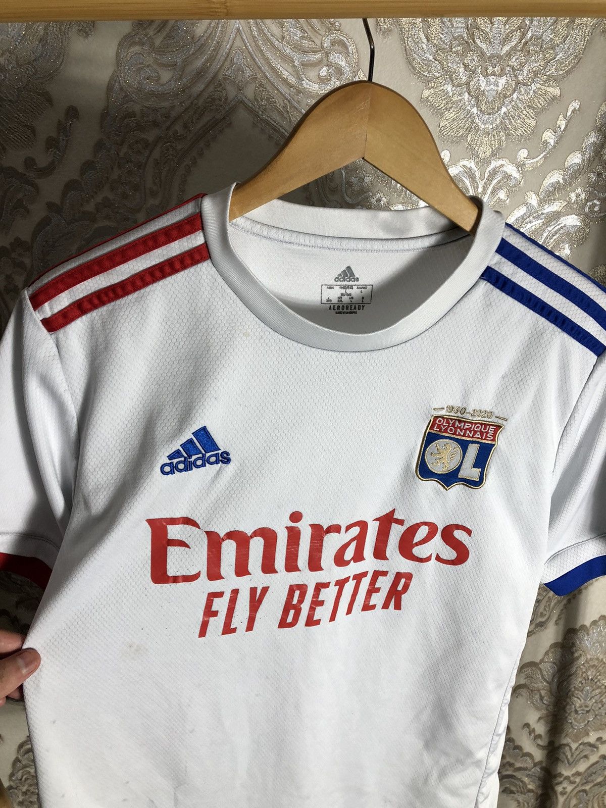 Adidas VINTAGE ADIDAS OLYMPIQUE LYONNAISE LYON FRANCE SOCCER JERSEY Size US L / EU 52-54 / 3 - 3 Thumbnail