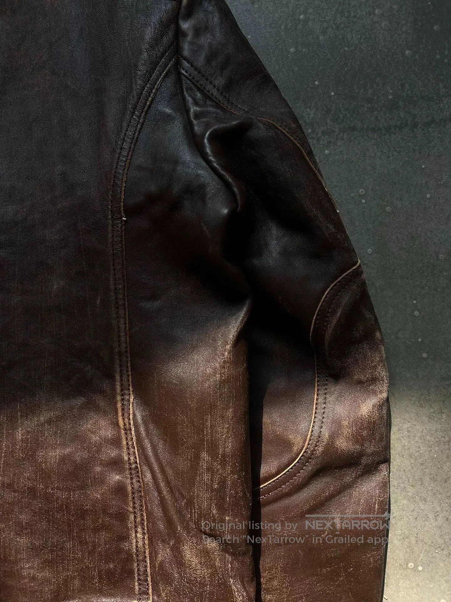 Isaac Sellam Experience distressed leather jacket with four pockets. Size US M / EU 48-50 / 2 - 4 Thumbnail