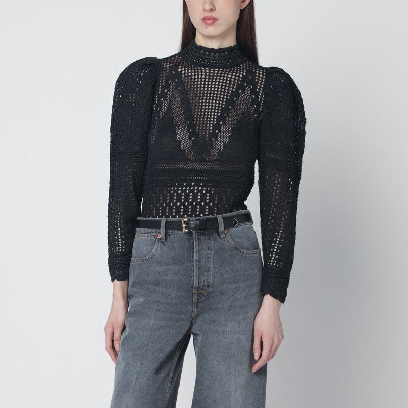 Isabel Marant Isabel Marant Dahara Black Openwork Knit Top Size M / US 6-8 / IT 42-44 - 1 Thumbnail