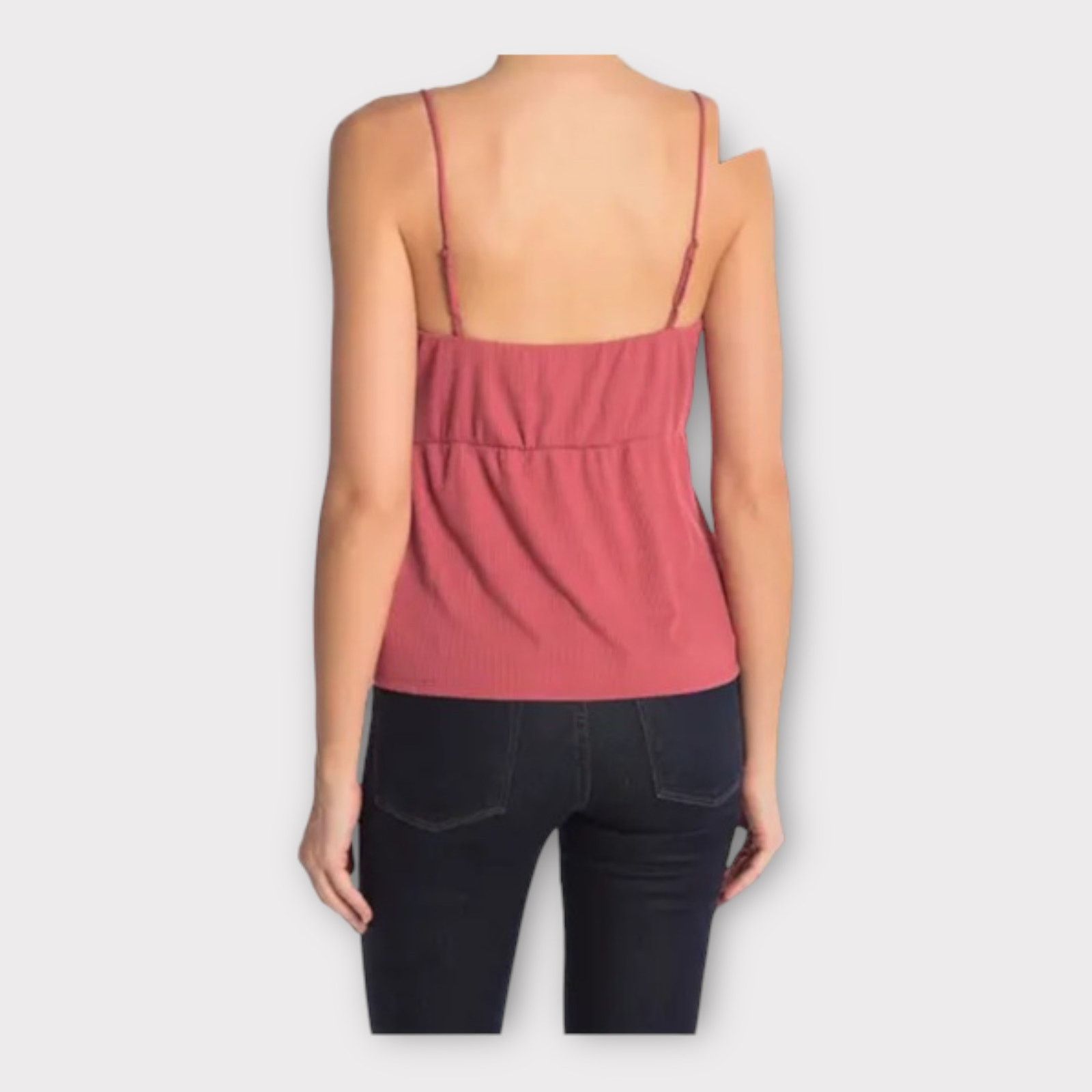 Nordstrom Socialite Front Twist Knot Ribbed Tank Top Coral Pink Size L / US 10 / IT 46 - 2 Thumbnail