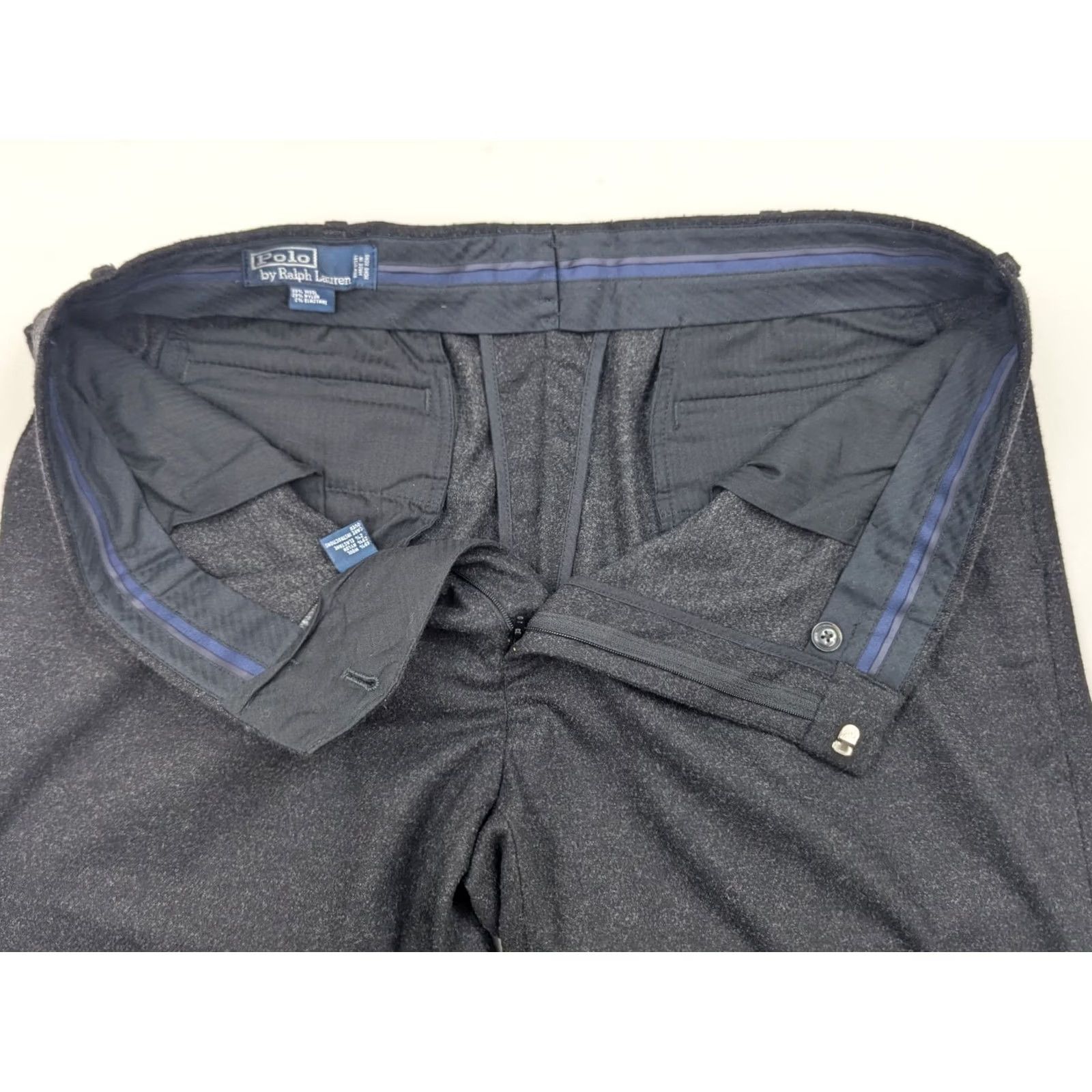 Polo Ralph Lauren VINTAGE Polo Ralph Lauren Wool Blend Dark Gray Heathered Pleated Pants 38L Men Wool Blend Dress Pants 90s Preppy Retro Wedding Classic Gray Mens Size US M / EU 48-50 / 2 - 6 Thumbnail