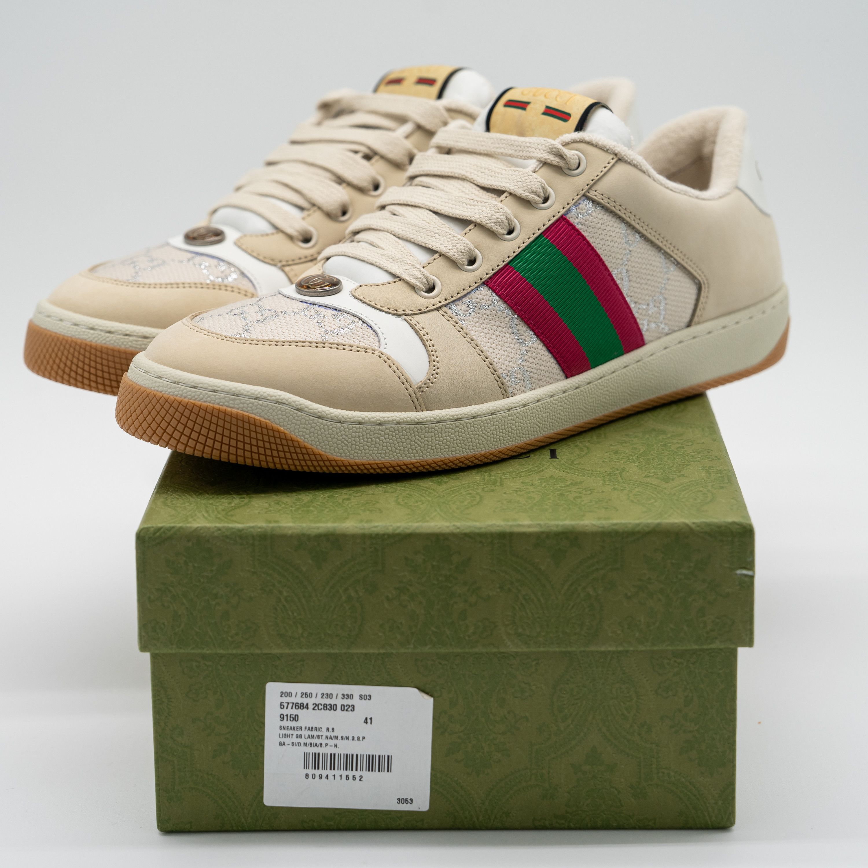 Gucci 11 US Gucci Screener Web Beige Silver Sneakers Nubuck Size US 11 / IT 41 - 12 Thumbnail