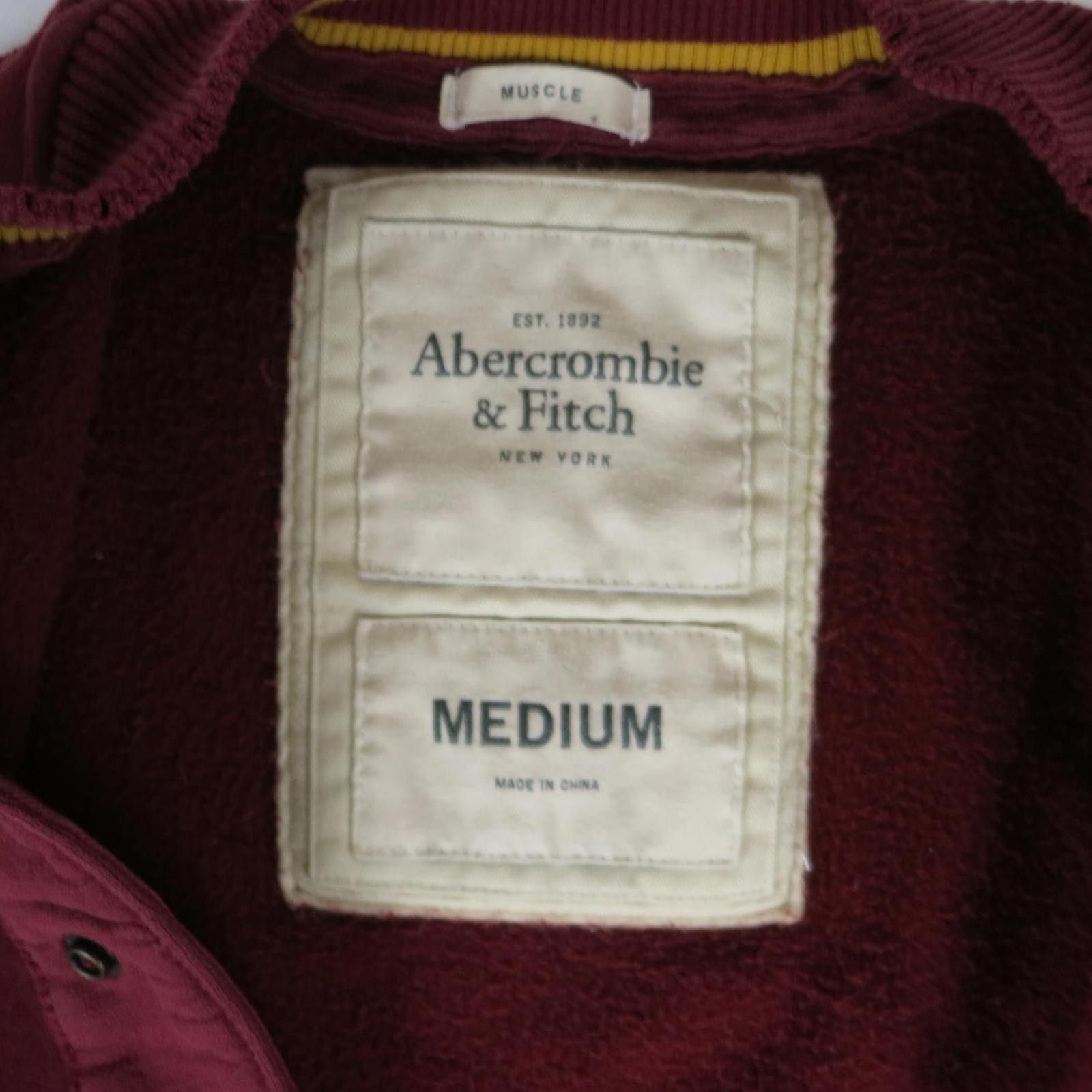 Abercrombie & Fitch Men's Medium Abercrombie & Fitch Burgundy Varsity Jacket Size US M / EU 48-50 / 2 - 6 Thumbnail