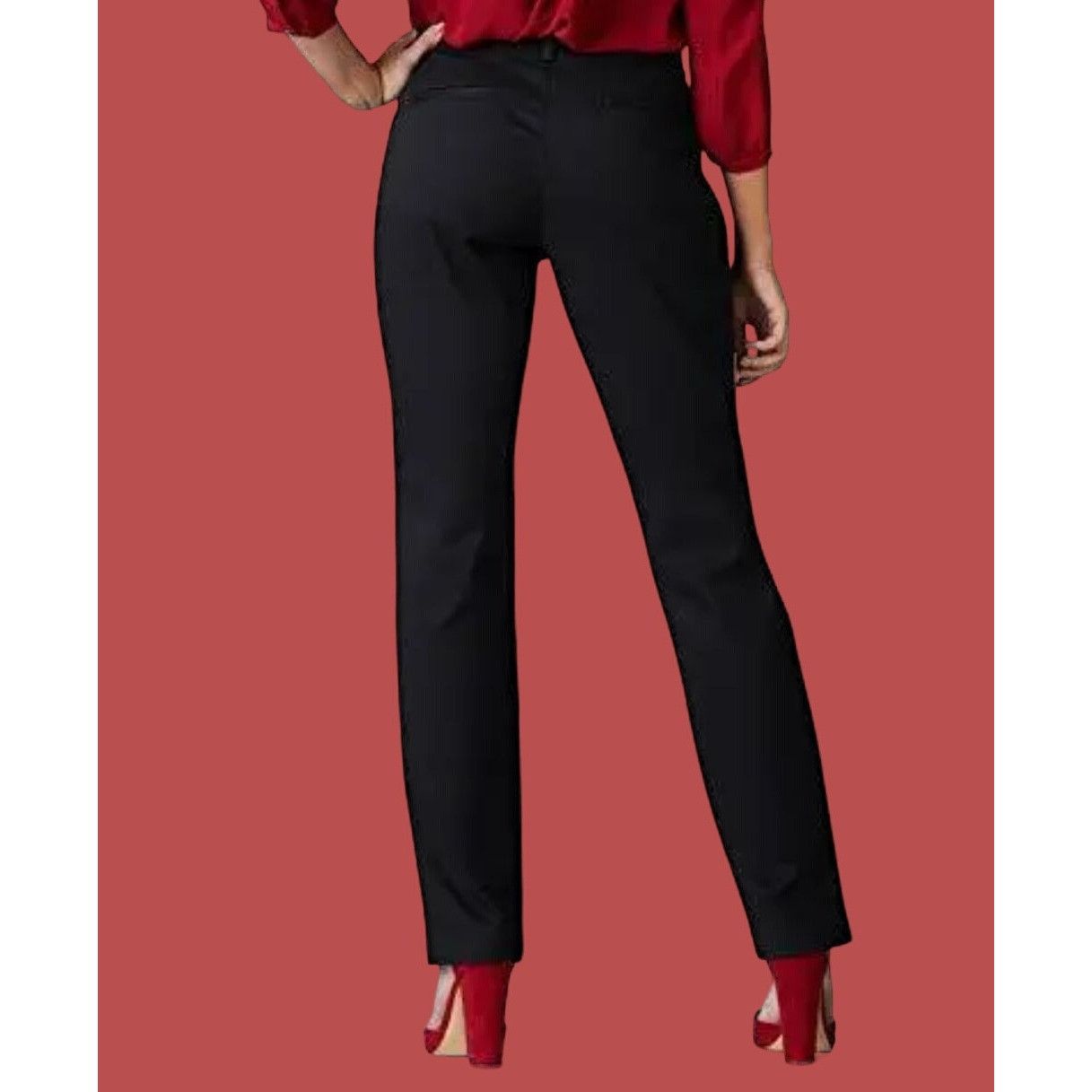 Lee Lee - Women's Wrinkle Free Relaxed Fit Straight Leg Pant - B Size 28" / US 6 / IT 42 - 2 Thumbnail