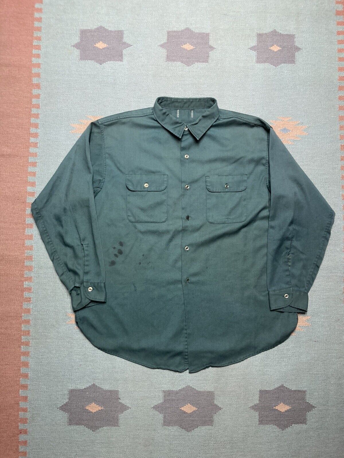 Vintage VTG 50s 60s work shirt twill selvedge gussets distressed XXL Size US XXL / EU 58 / 5 - 1 Thumbnail