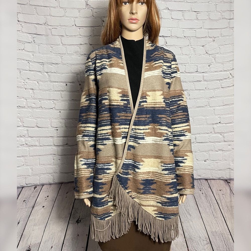Lucky Brand NWT New $129 Lucky Brand Aztec Print Fringed Brushed Knit C Size S / US 4 / IT 40 - 3 Thumbnail