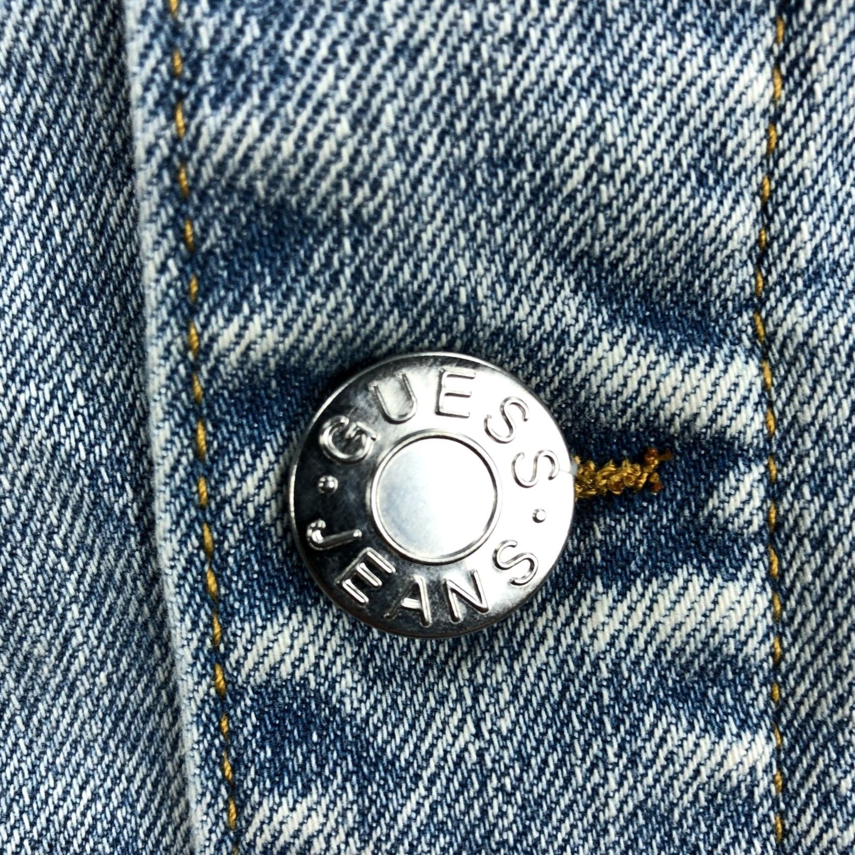 Guess VINTAGE GUESS Blue Denim Jacket Mens S Stretch Jeans Style Biker USA Classic 80s/90s? Size US 29 - 4 Thumbnail
