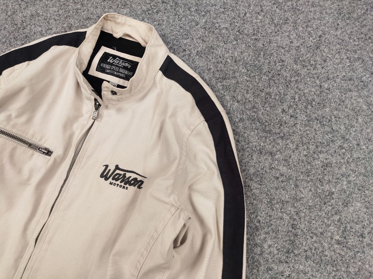 Japanese Brand Vintage Warson Motors Speed Racewear Beige canvas Jacket Size US S / EU 44-46 / 1 - 3 Thumbnail