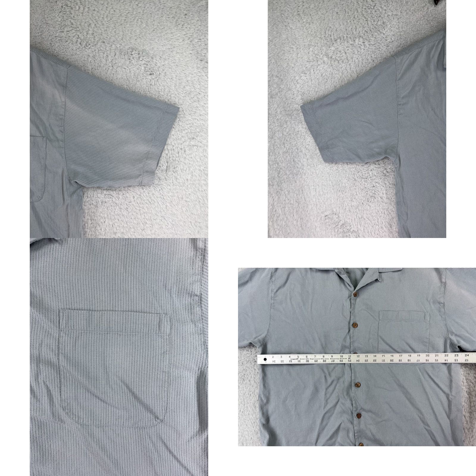 Tommy Bahama Tommy Bahama Shirt Mens Large Blue Striped Silk 100% Button-Up Hawaiian Resort Casual Shirt Size US L / EU 52-54 / 3 - 8 Thumbnail