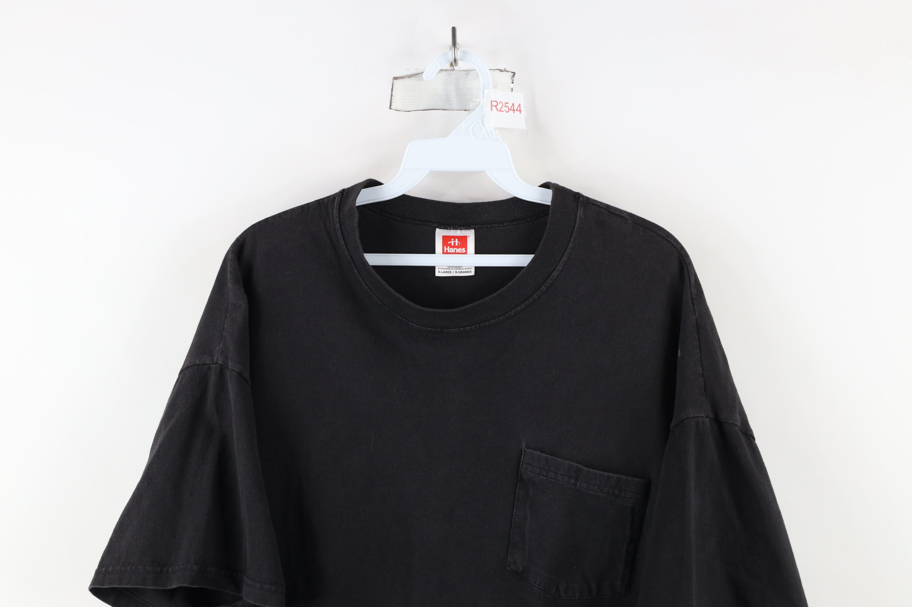 Vintage Vintage 90s Streetwear Blank Cotton Pocket T-Shirt Black Size US XL / EU 56 / 4 - 2 Thumbnail