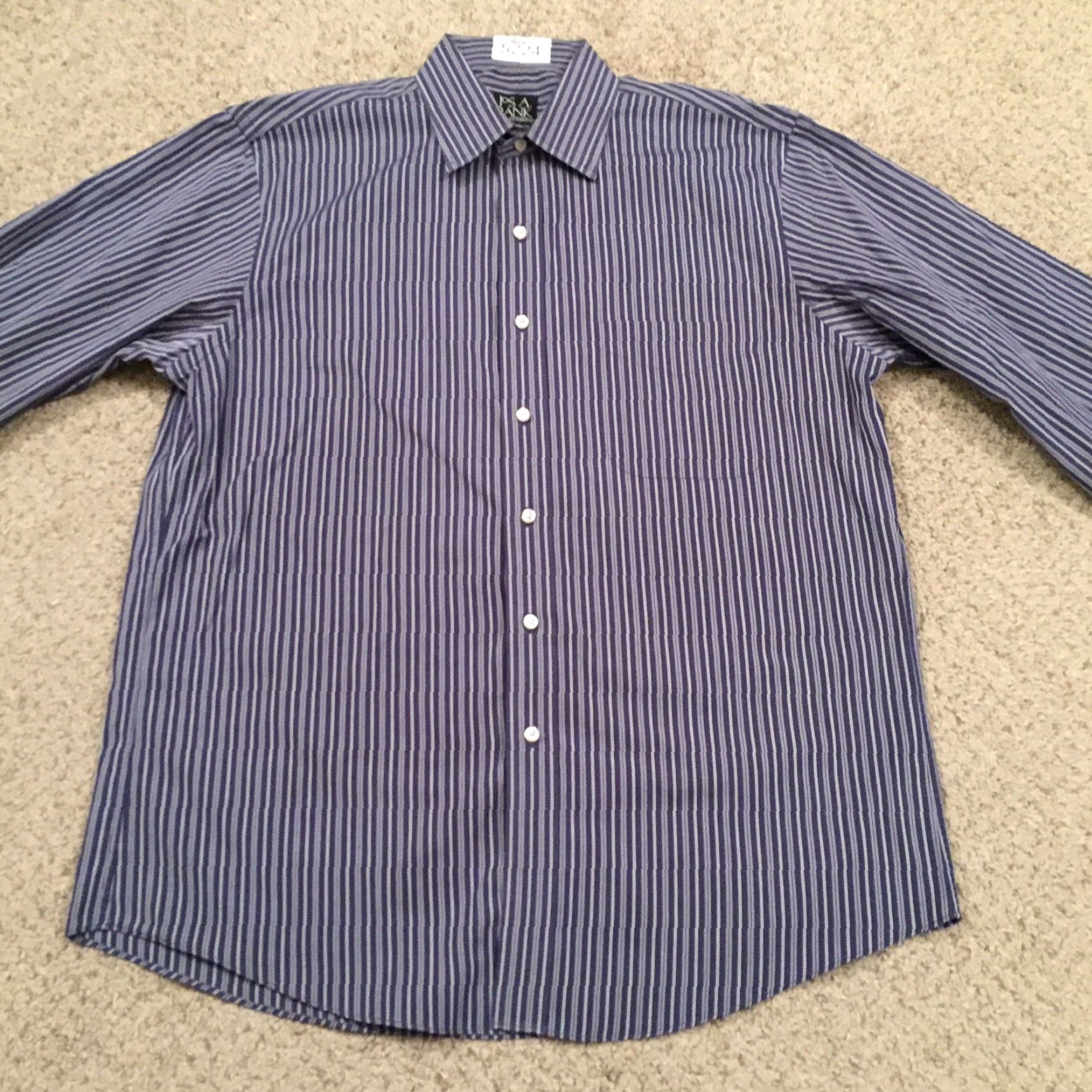 Jos. A. Bank Jos A Bank Shirt Mens Large Blue Striped Long Sleeve Button Up Size US L / EU 52-54 / 3 - 6 Thumbnail