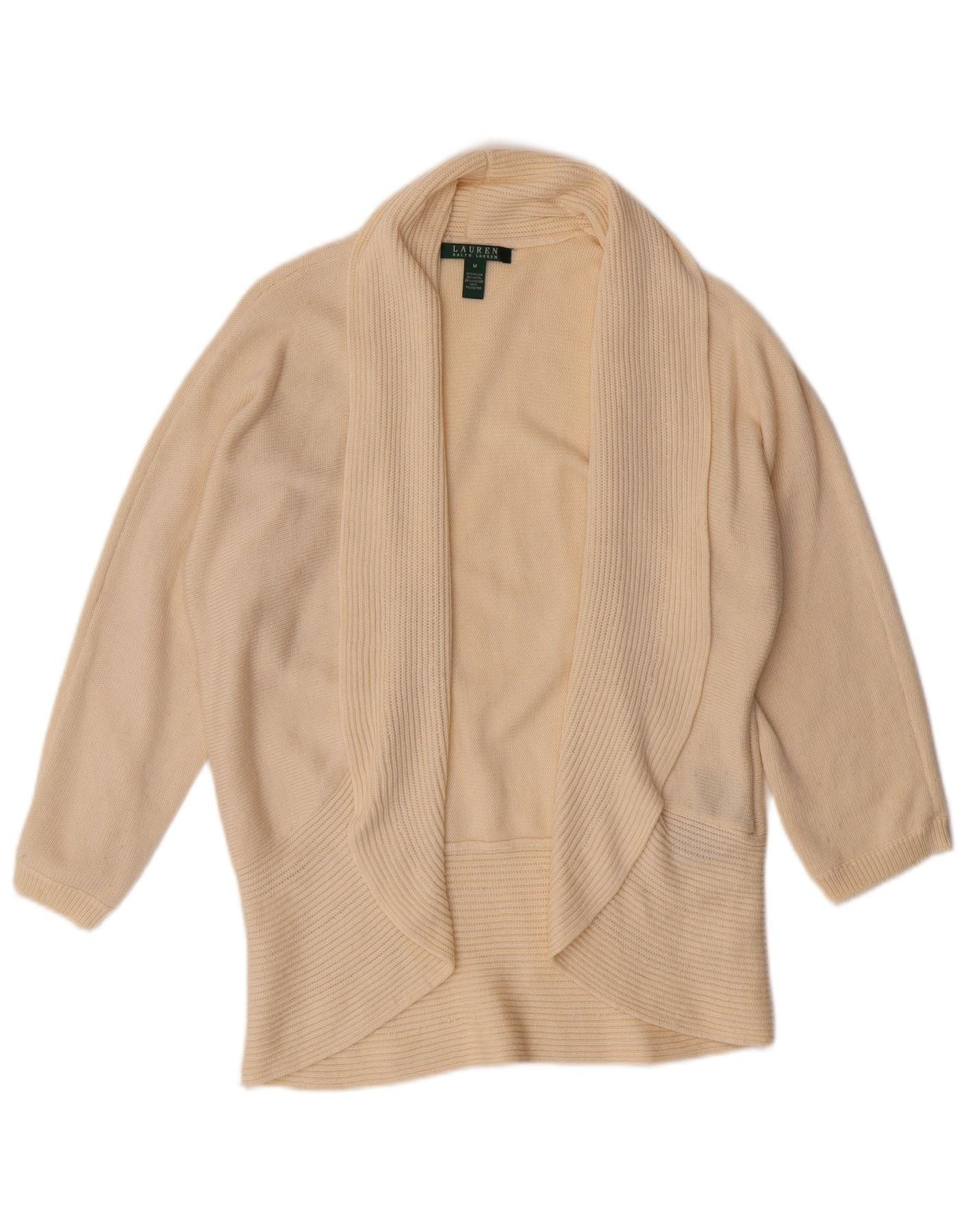 Ralph Lauren Womens 3/4 Sleeve Cardigan Sweater UK 14 Medium Off White Size S / US 4 / IT 40 - 1 Thumbnail