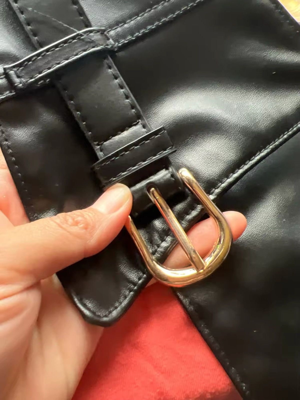 Japanese Brand × Vintage Classic Pin Buckle Wide Belts Black Elastic PU Size ONE SIZE - 8 Thumbnail