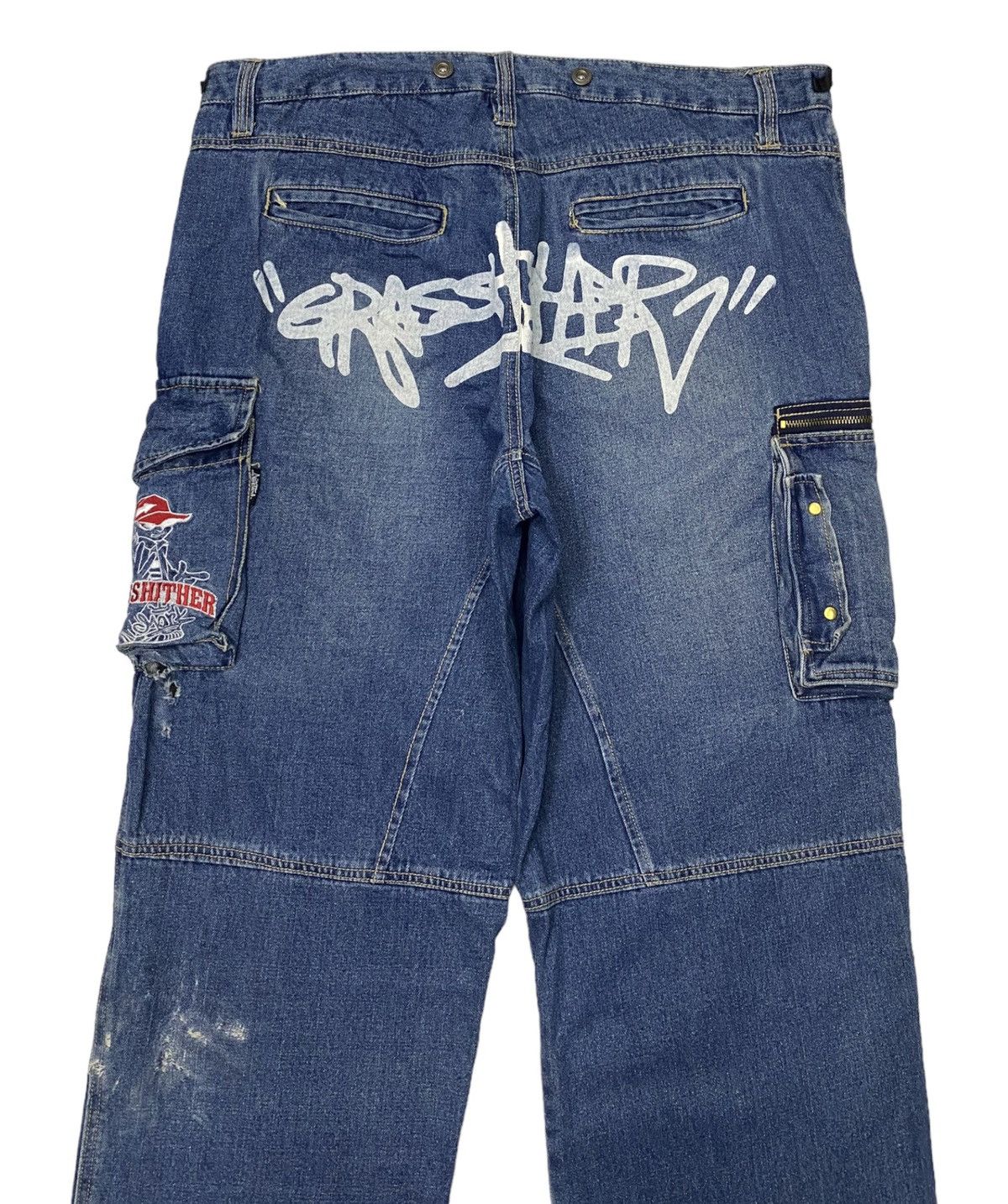 JNCO VINTAGE MARK GRASSHITHER STREETWEAR BAGGY DENIM CARGO JEANS Size US 40 / EU 56 - 6 Thumbnail