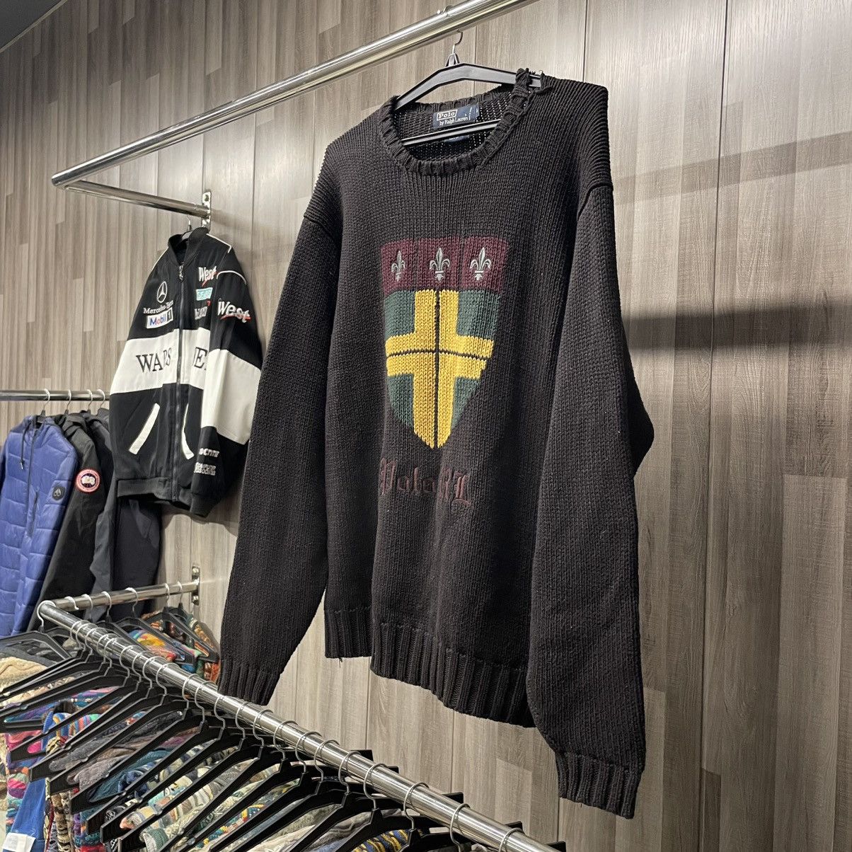 Ralph Lauren Vintage Polo Ralph Lauren Shield Crest Knit Sweater💥 Size US L / EU 52-54 / 3 - 3 Thumbnail