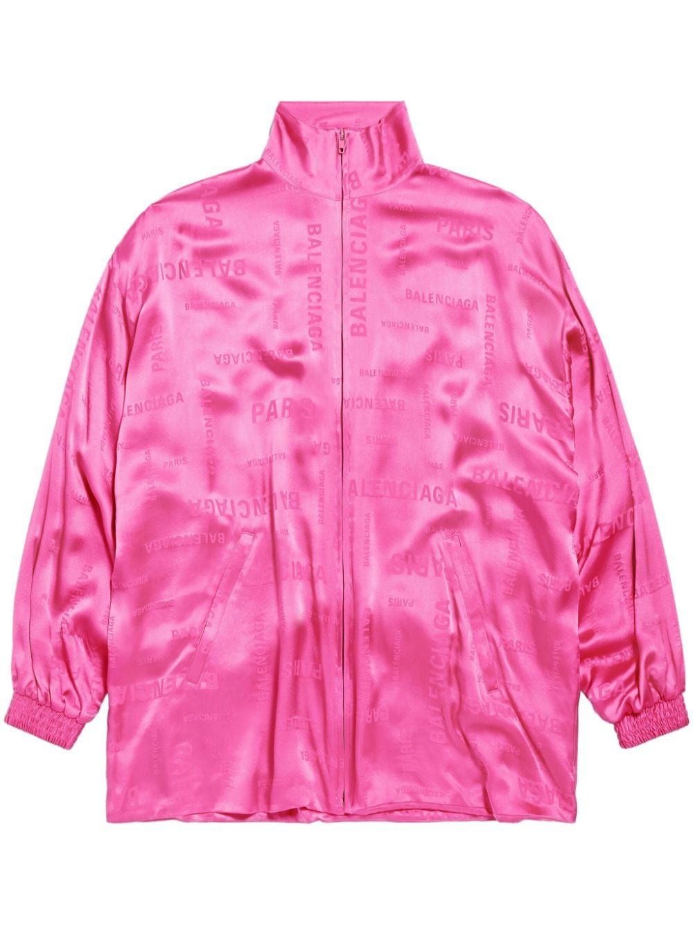 Balenciaga o1s1rm0725 Bal Paris Allover Fluid Tracksuit Jacket in Pink Size XS / US 0-2 / IT 36-38 - 1 Thumbnail
