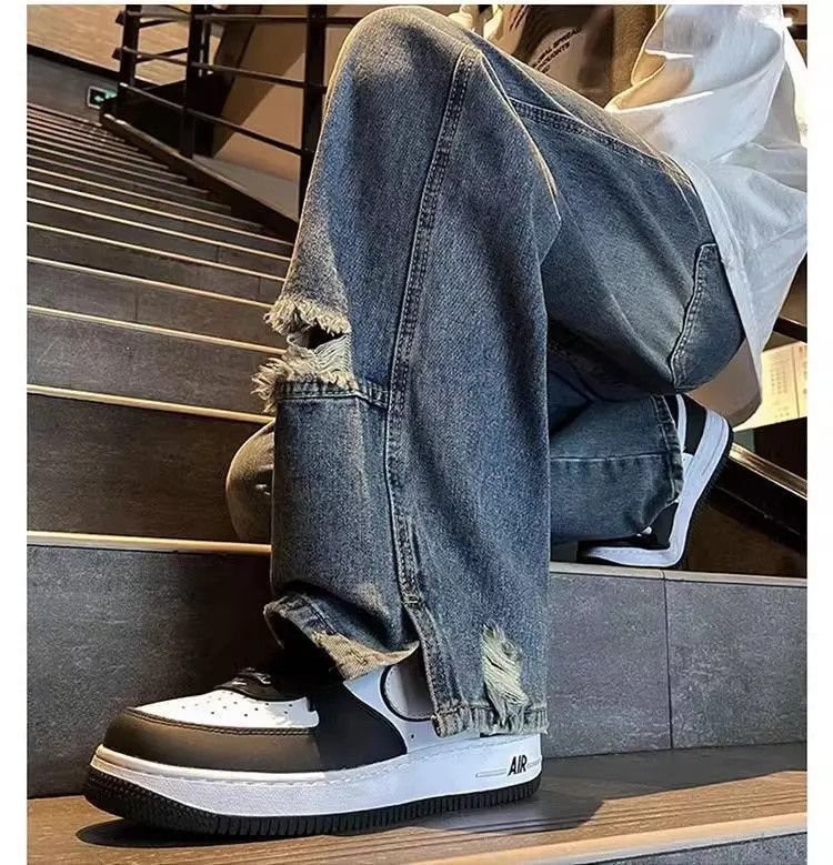 Japanese Brand Straight casual distressed jeans Size US 32 / EU 48 - 5 Thumbnail
