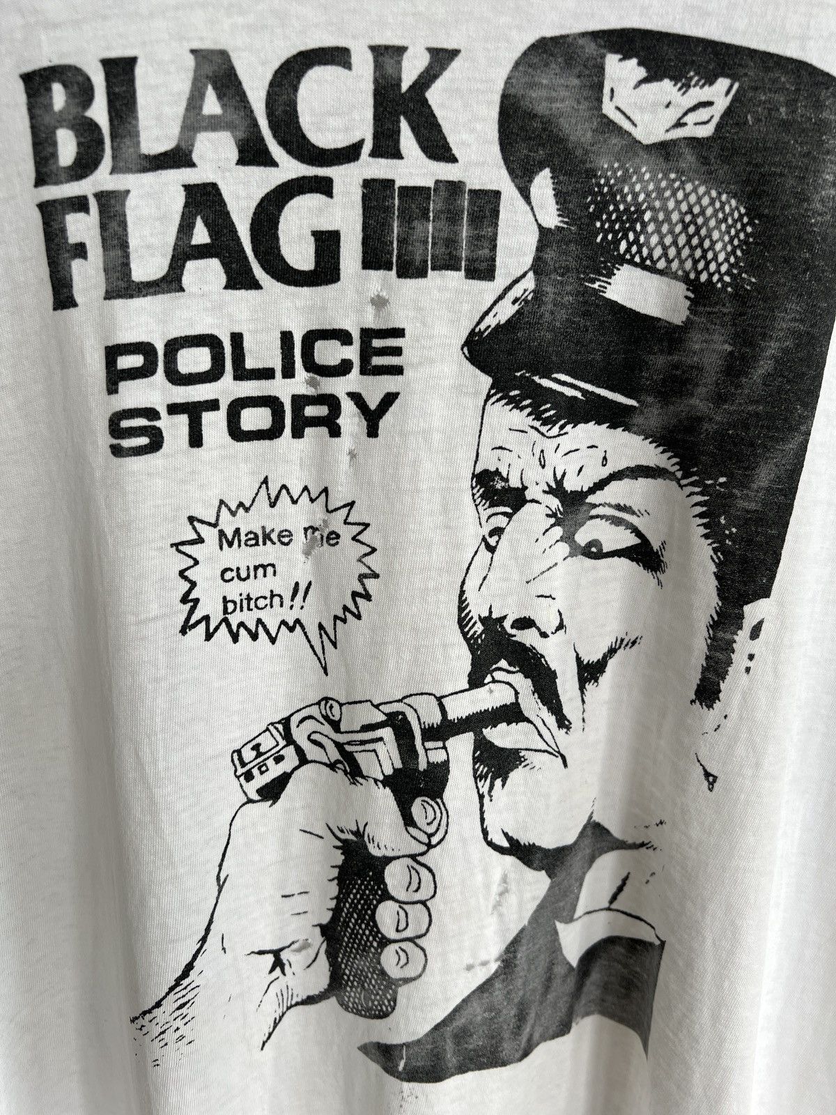 Band Tees Vintage Single Stitch Black Flag Police Story Tee Size US XL / EU 56 / 4 - 2 Thumbnail