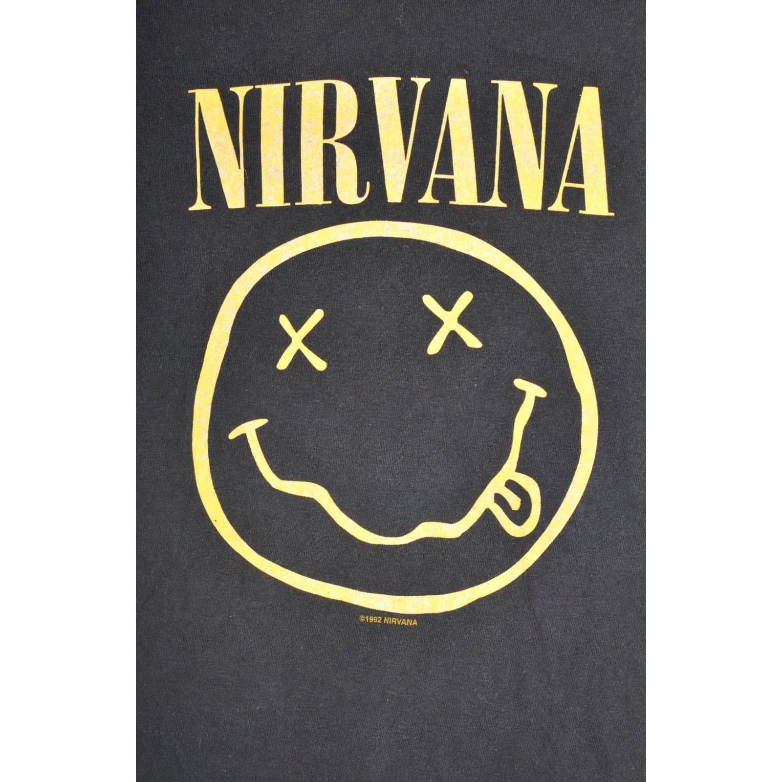 Gildan Gildan Nirvana Smiley Face Vintage T-Shirt Tee, Size S, Black, Short Sleeve Crew Neck, 100% Cotton, Made in Haiti, Mens Size US S / EU 44-46 / 1 - 2 Thumbnail