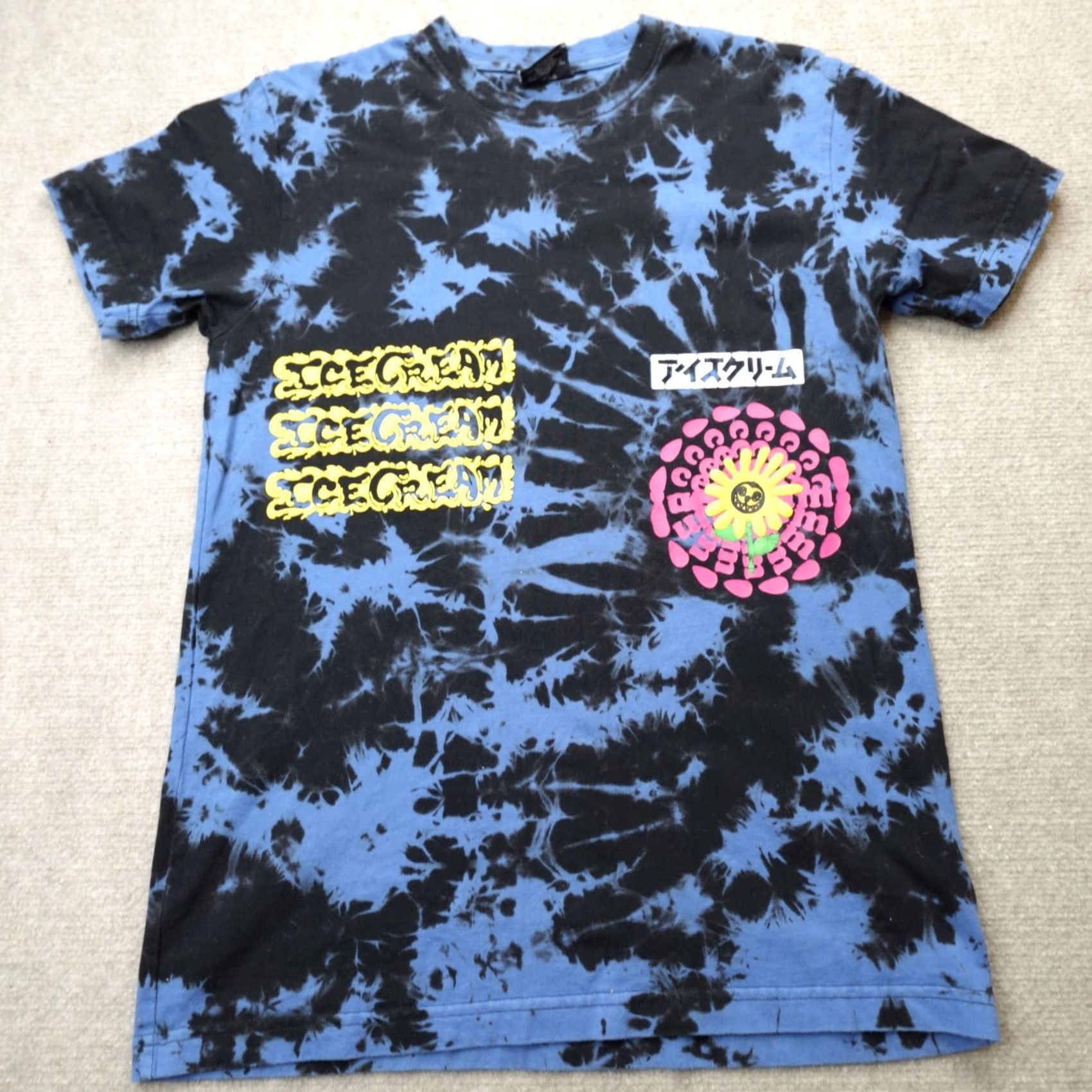 Vintage Icecream Shirt S Blue Double-Sided Tie Dye Graphic Print Crew Neck Short Sleeve Mens T-Shirt Size US S / EU 44-46 / 1 - 4 Thumbnail