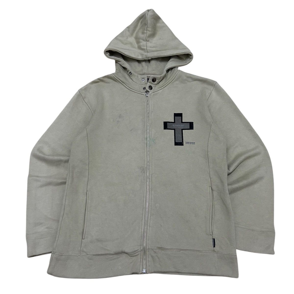 BERNINGS SHO Vintage Y2K Japanese BERNINGS SHO Cross Logo Full Zip Hoodie Size US L / EU 52-54 / 3 - 1 Thumbnail