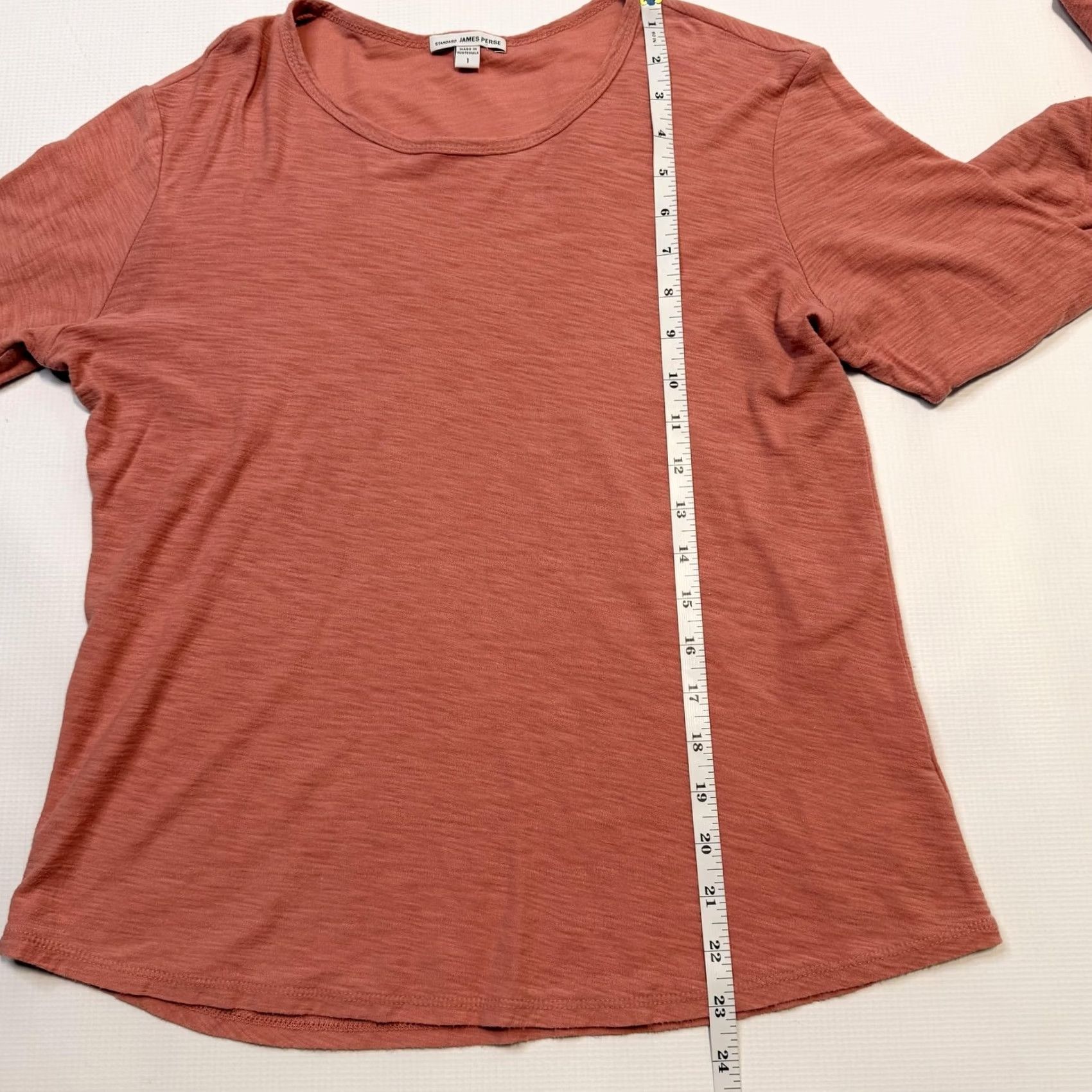 James Perse James Perse Shirt Womens 1 Pink Long Sleeve Scoop Neck Cotton Modal Top Size XS / US 0-2 / IT 36-38 - 6 Thumbnail