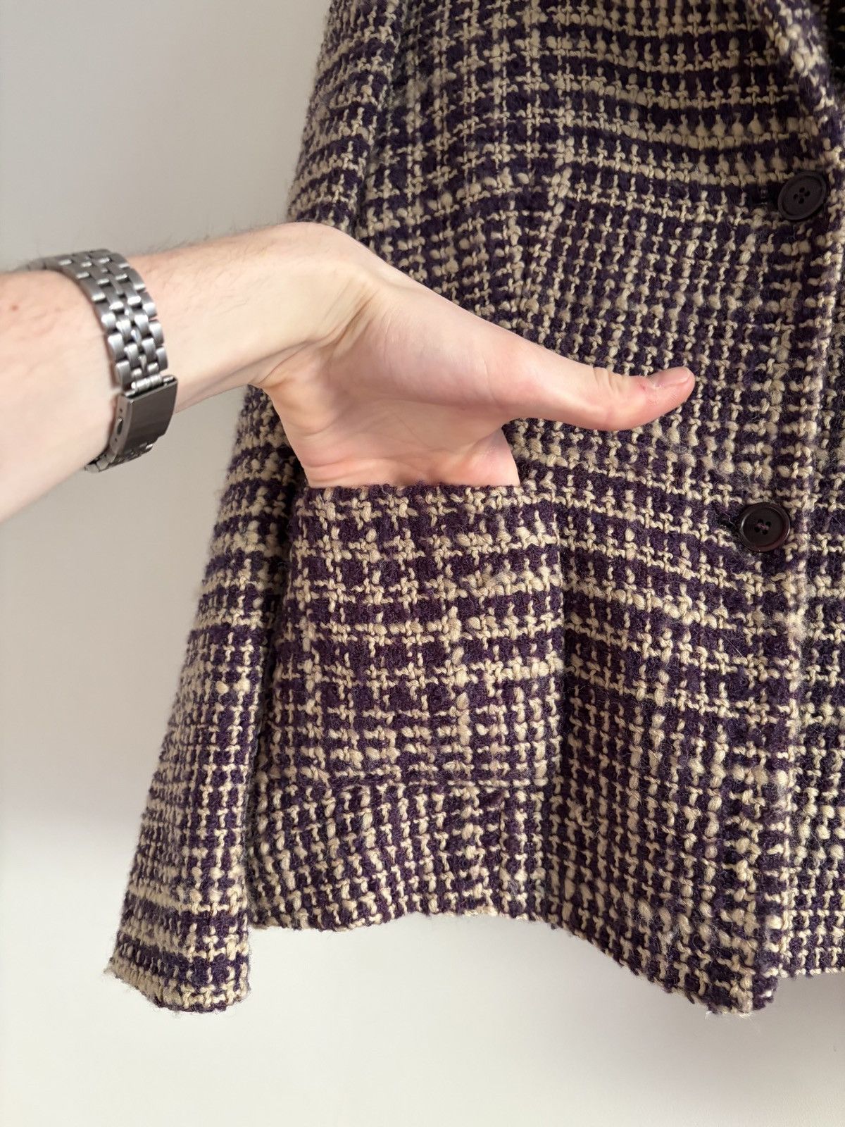 Gianfranco Ferre Gianfranco Ferré Studio Cropped Wool Tweed Blazer Size L / US 10 / IT 46 - 4 Thumbnail