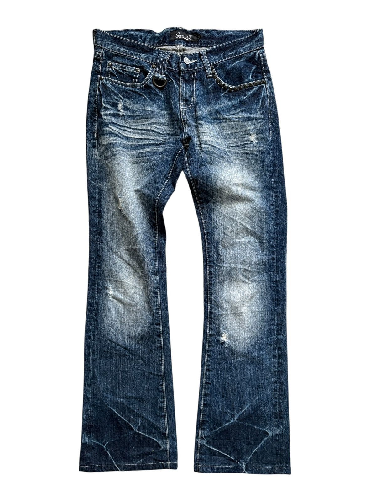 Japanese Brand Vintage Cavaria mudwash studded flared distressed jeans Size US 30 / EU 46 - 1 Thumbnail