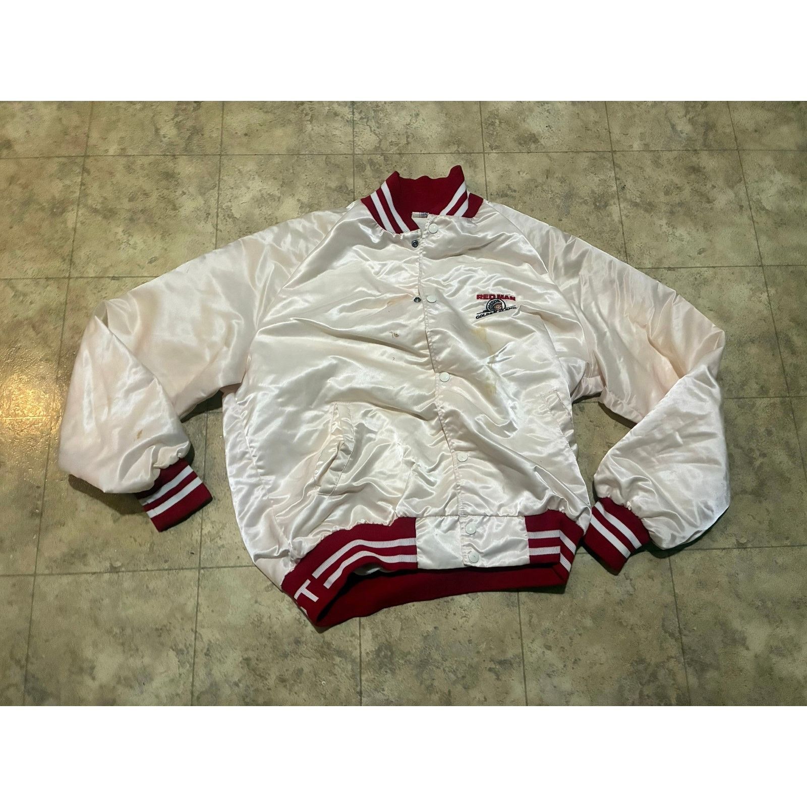 Other Vintage Red Man Golden Blend Satin Bomber Jacket XL USA Size XL / US 12-14 / IT 48-50 - 1 Thumbnail