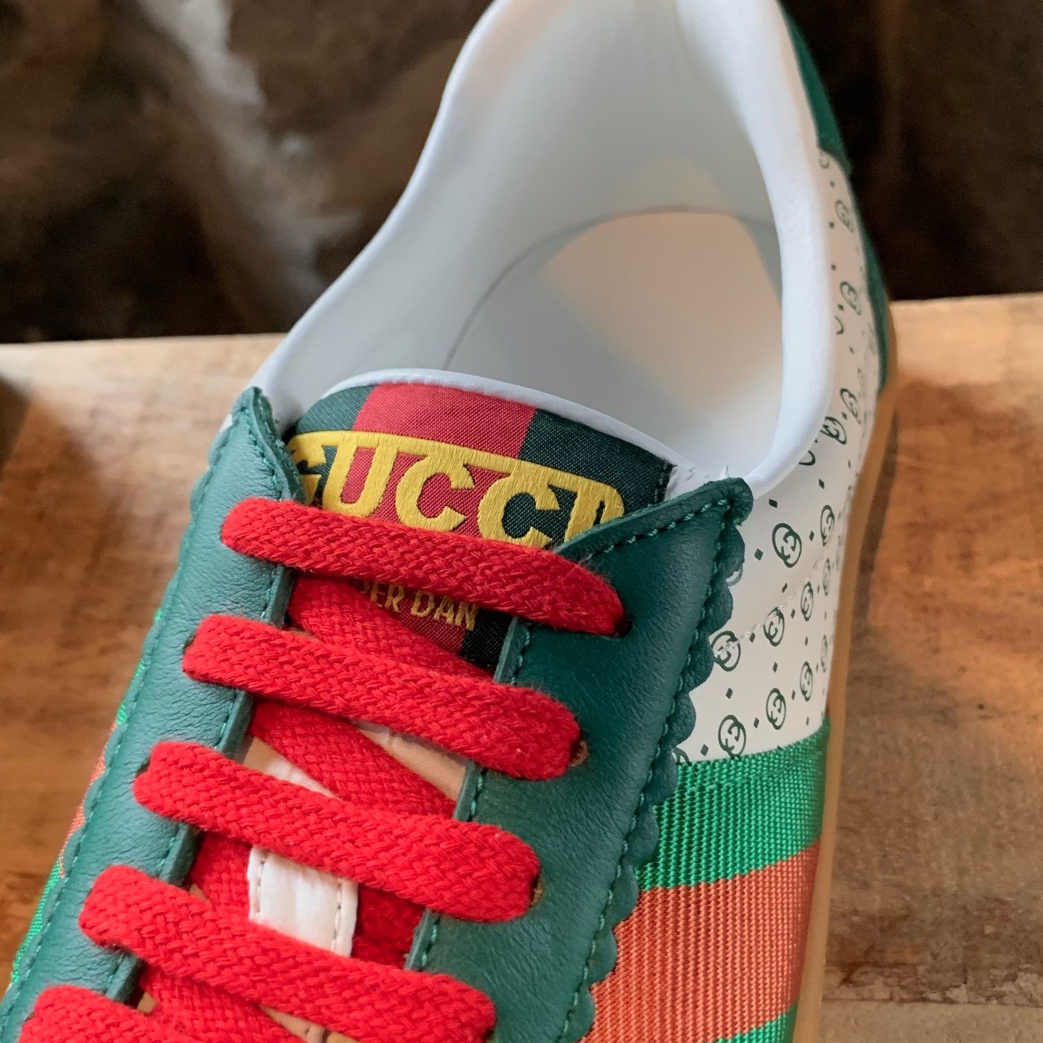 Gucci Gucci Dapper Dan GG Print White Green Web Sneakers Size US 7.5 / IT 37.5 - 5 Thumbnail