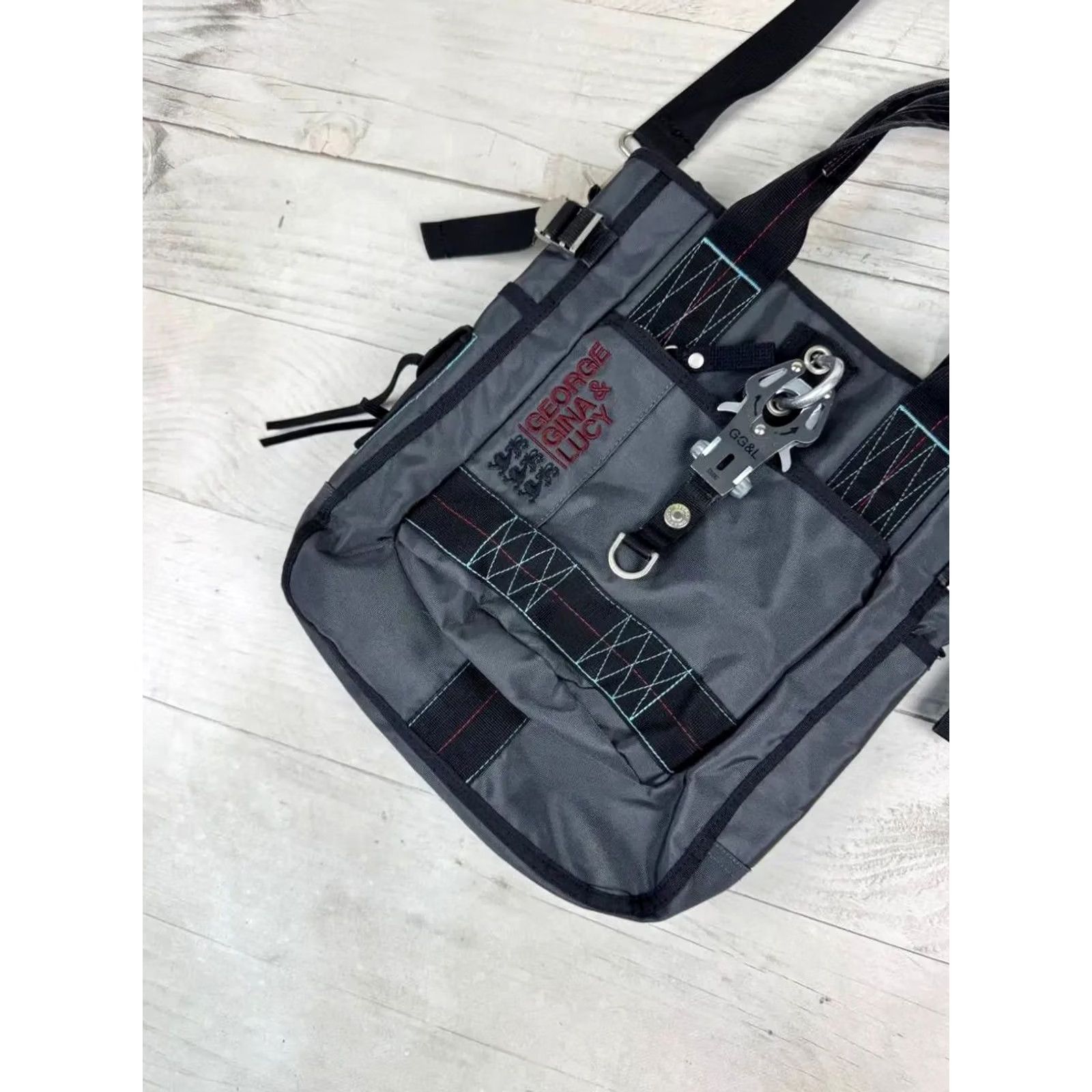 George Gina & Lucy VINTAGE George Gina & Lucy Shoulder Bag Little Sushi GGL Gray Double Handles Zip Pockets Size ONE SIZE - 3 Thumbnail