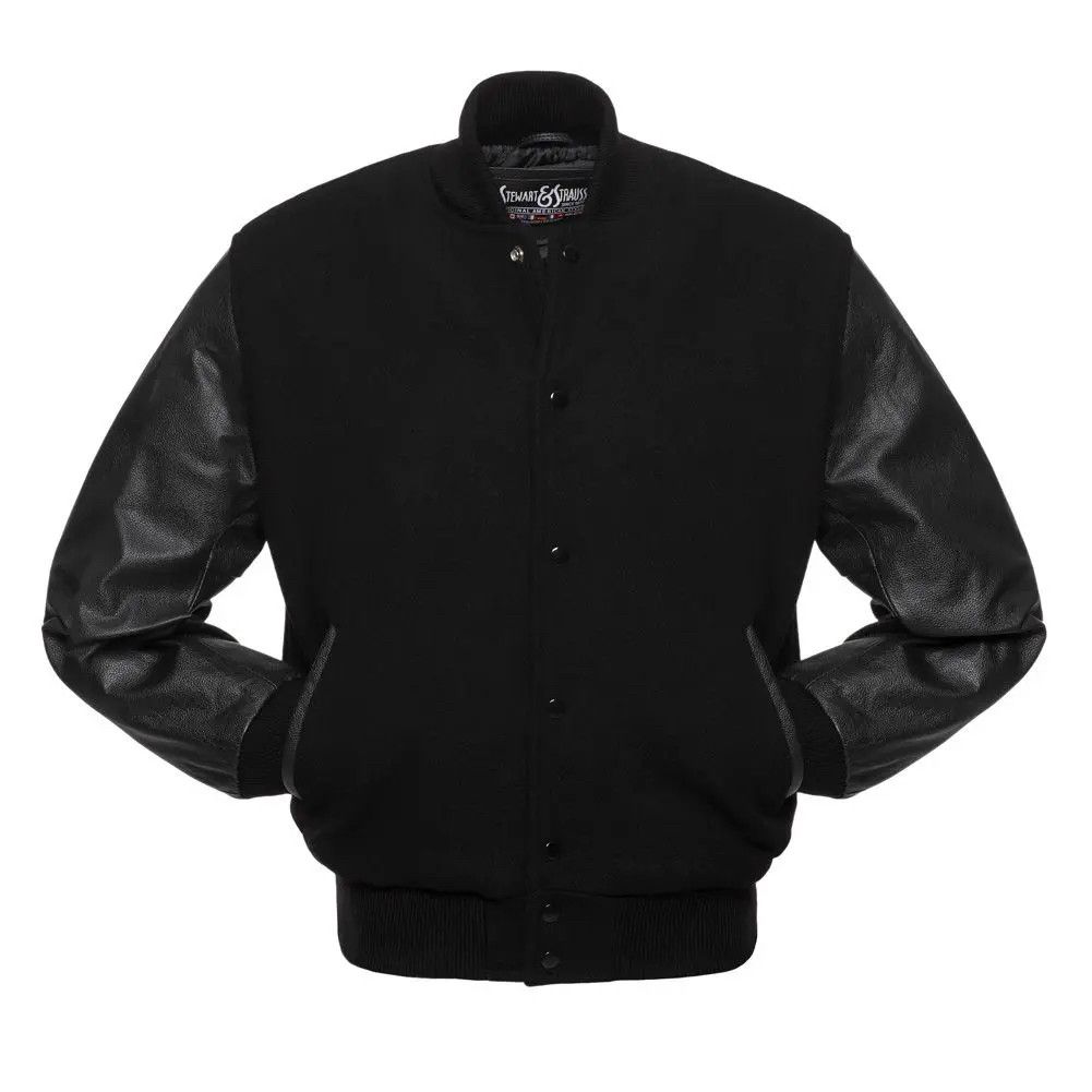 image of Steward Strauss Original Varsity Letterman Jacket in Black, Men's (Size Small)