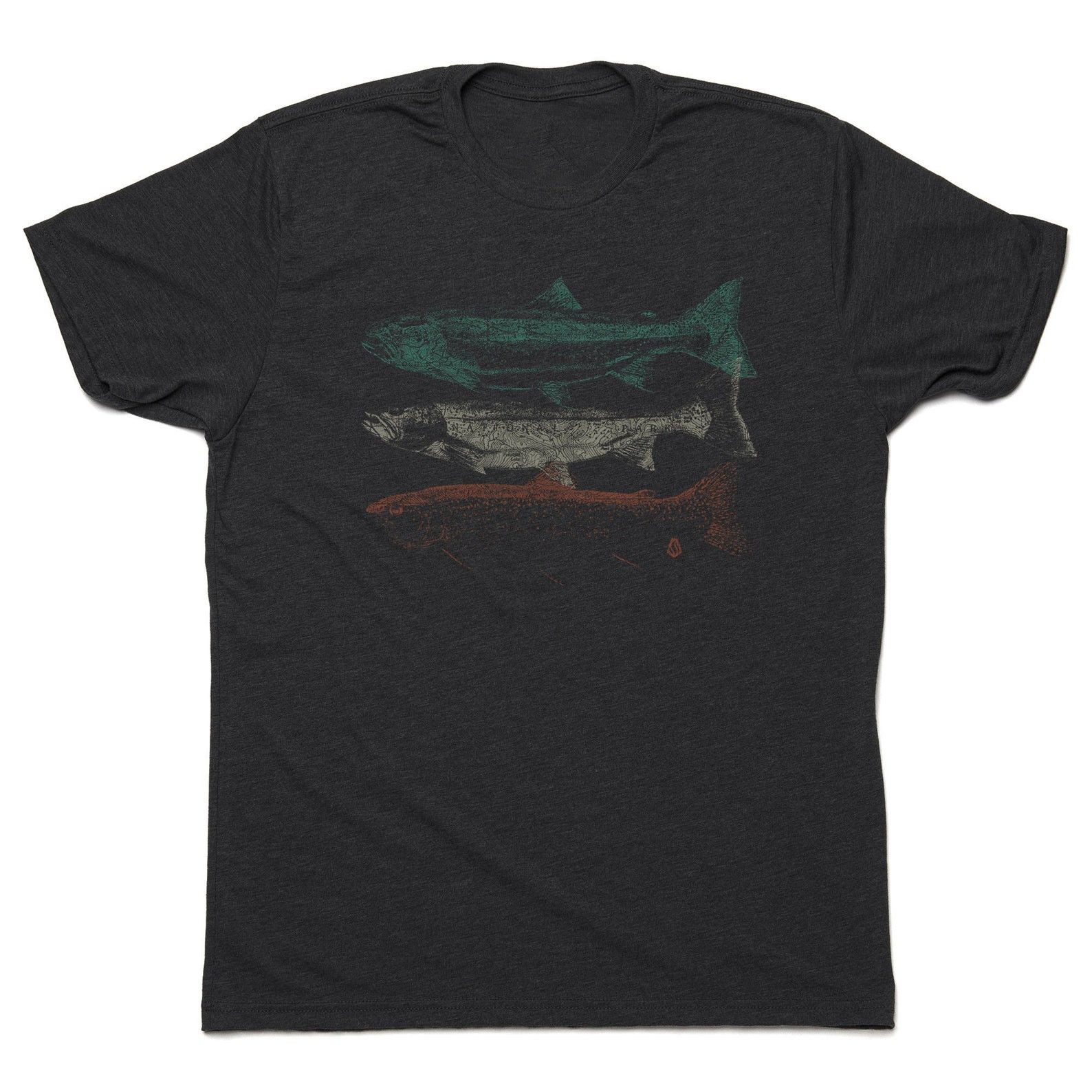 Designer × Vintage Men's Topographic Trout Fly Fishing T-Shirt Size US S / EU 44-46 / 1 - 1 Thumbnail