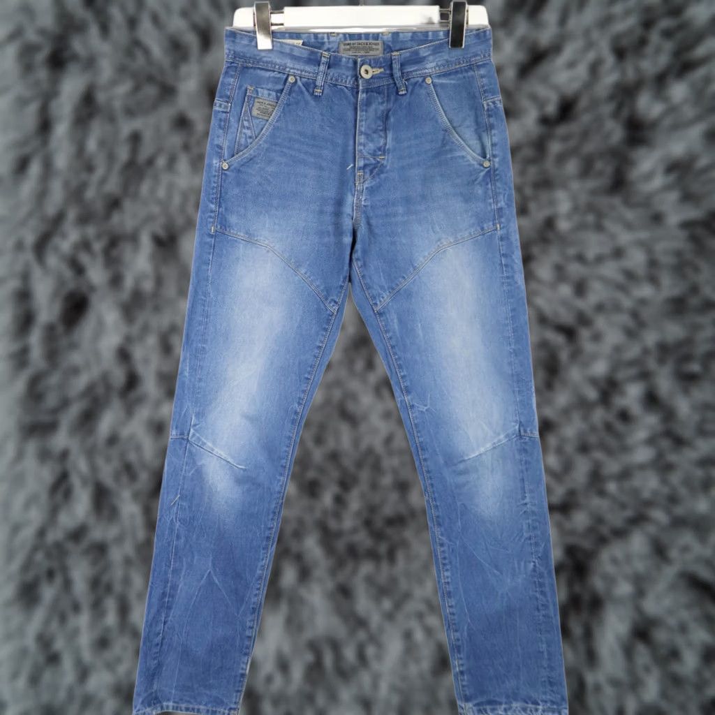 Jack & Jones JACK & JONES Stan Anti Fit Jeans Men's W29/L32 Blue Whiskers Faded Button Fly Size US 29 - 1 Thumbnail