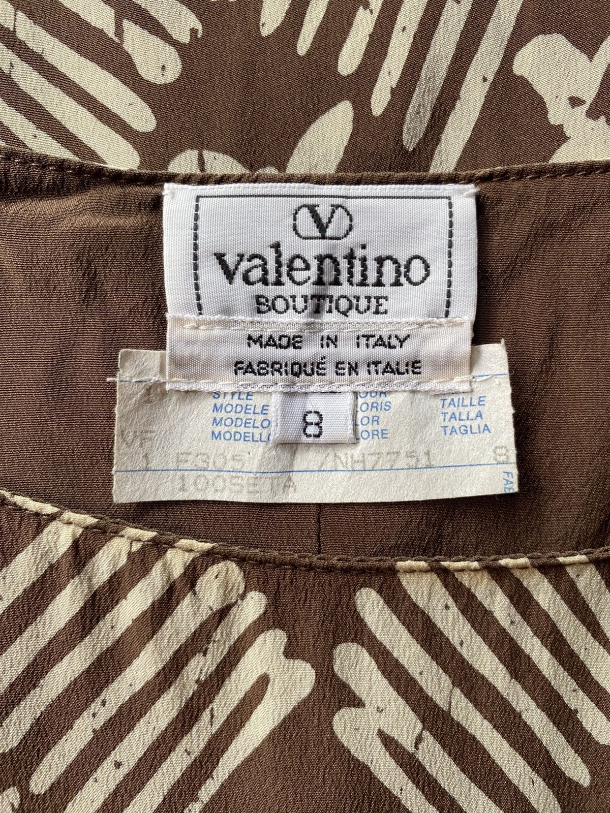 Valentino Valentino Boutique Brown and White Print Mini Dress Size ONE SIZE - 3 Thumbnail