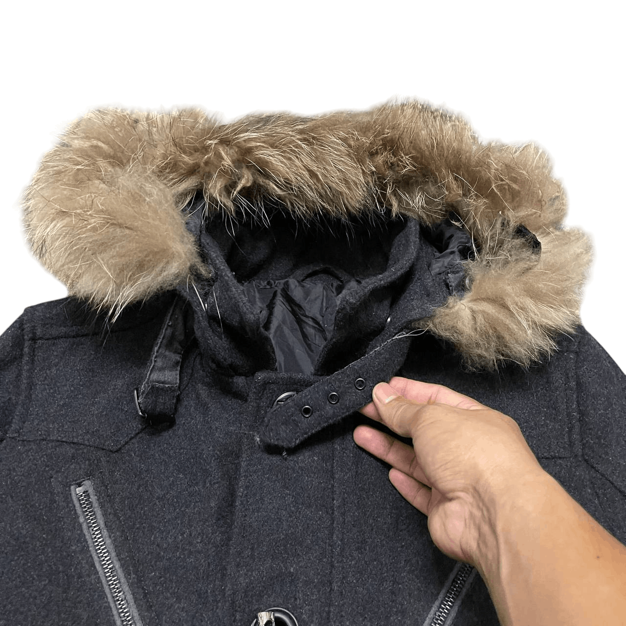 semanticdesign Semantic Design Wool Fur Hooded Jacket Size US M / EU 48-50 / 2 - 6 Thumbnail