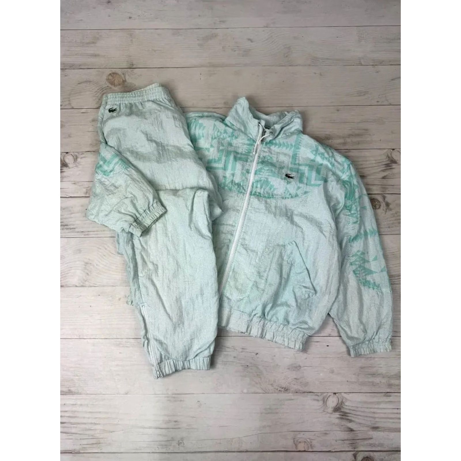 Lacoste VINTAGE Lacoste Nylon 90s Track Suit Jacket And Pants Mens Size S Green Track Suit Size 36R - 2 Thumbnail