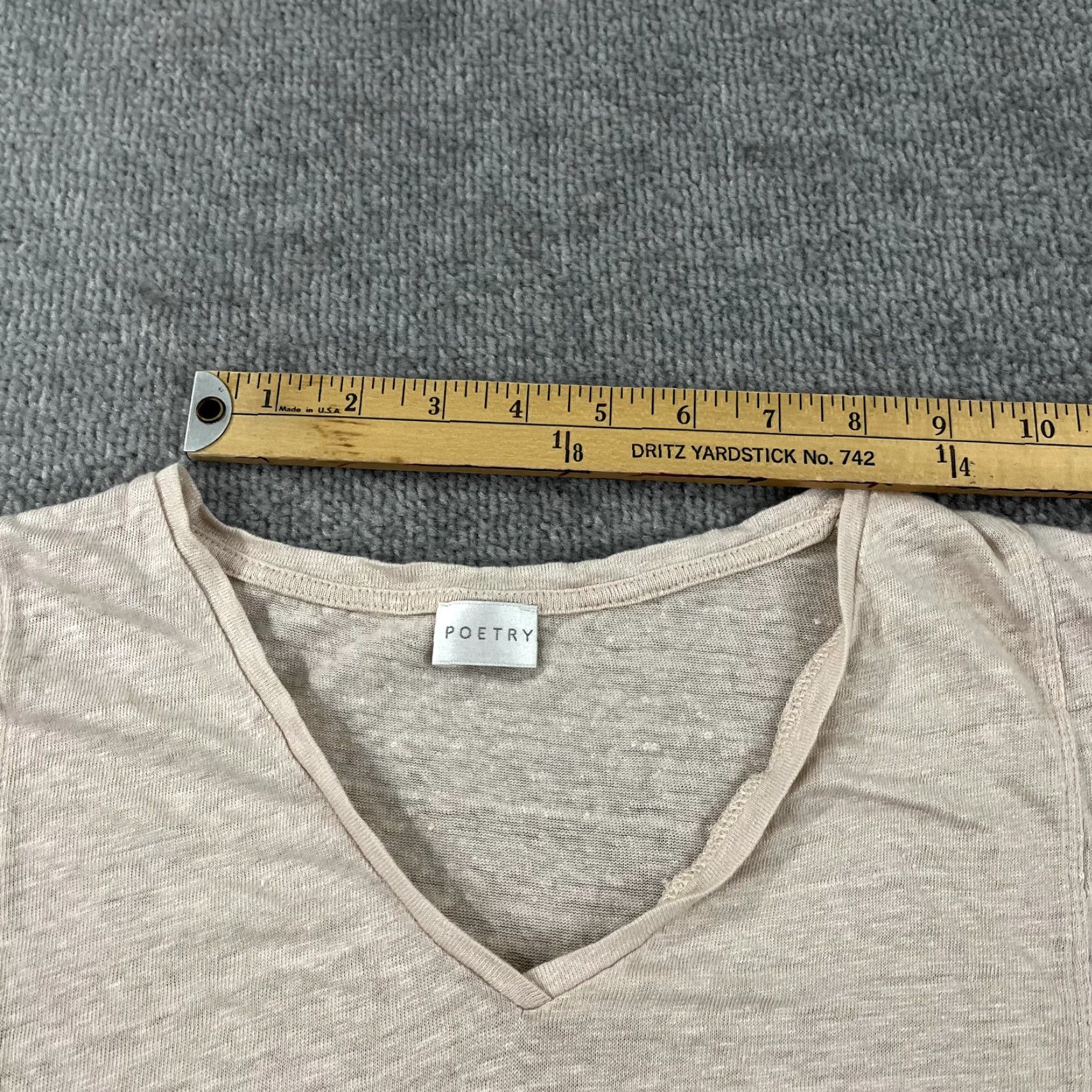Vintage POETRY Shirt Womens Blouse Pink Linen V-Neck 100% Linen Top Casual Workwear Shirt Women UK 14 US 10, Regular Fit Size L / US 10 / IT 46 - 6 Thumbnail