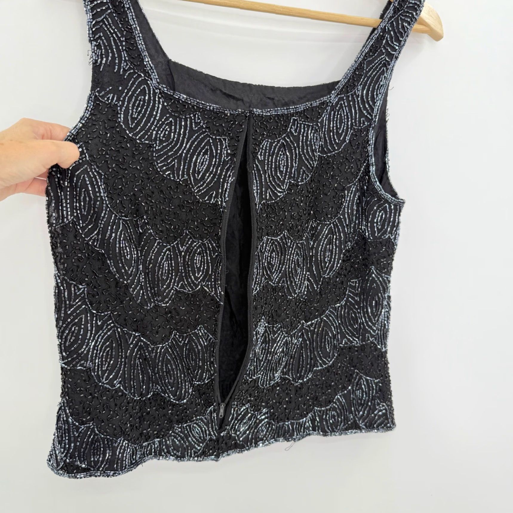 Vintage DRESSBARN COLLECTION Black Beaded Tank Top Sleeveless Evening Party Medium Size M / US 6-8 / IT 42-44 - 6 Thumbnail