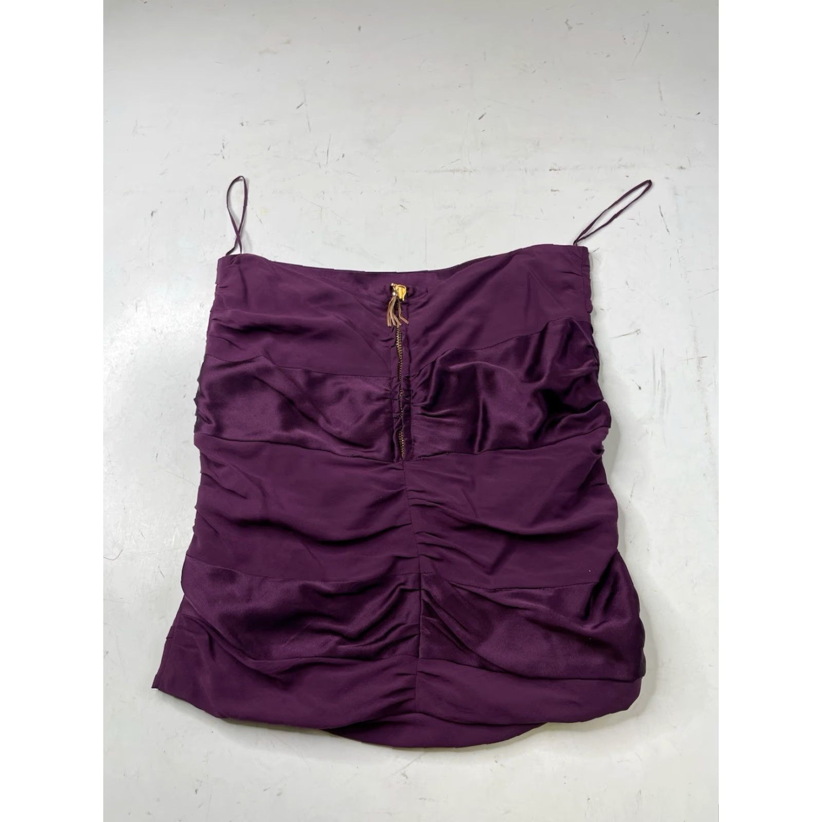 Alice + Olivia Alice + Olivia Silk Stretch Tank Top Blouse Purple Runching Womens 4 Size S / US 4 / IT 40 - 6 Thumbnail