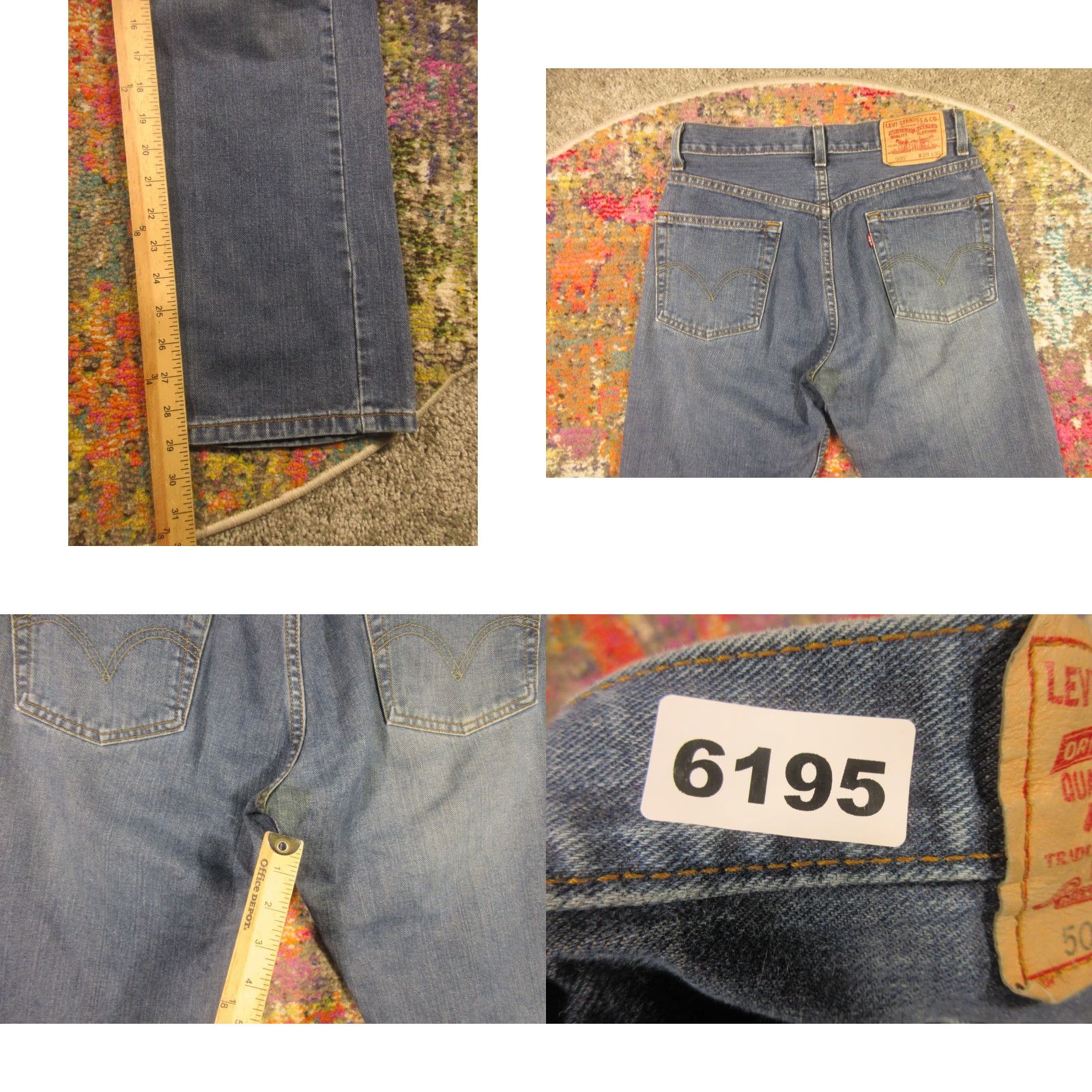 Levi's Levi's 505 Jeans 29x30 Medium Blue Denim Regular Straight Jeans Men Slim Comfort Pockets Belt Loops 5-Pocket Denim Zip Size US 29 - 8 Thumbnail