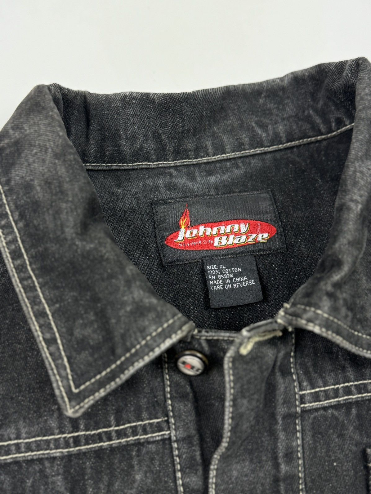 Vintage 1990’s Vintage Johnny Blaze Hip-Hop Washed Denim Jacket Size US XL / EU 56 / 4 - 8 Thumbnail