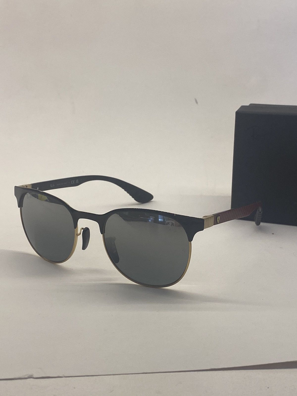 image of Rayban Clubmaster X Ferrari Thick Frame Sunglasses in Black, Men's