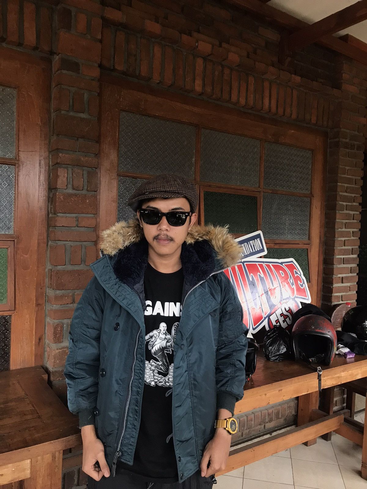 Alpha Industries × Vintage Alpha Industries N2b Faux Fur Attached Hood Bomber Jacket Size US M / EU 48-50 / 2 - 3 Thumbnail