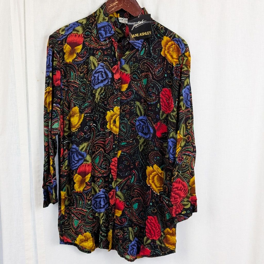 Vintage Deadstock Jane Ashley Paisley Beaded Rayon Oversized Shirt L Size L / US 10 / IT 46 - 8 Thumbnail