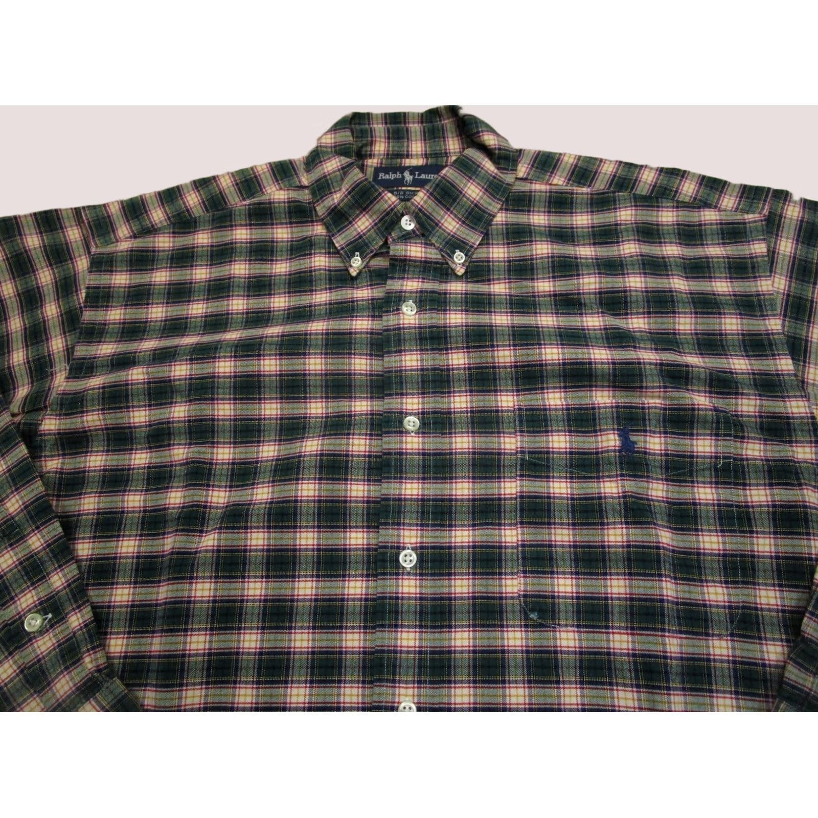 Ralph Lauren Ralph Lauren Shirt Men Medium Green Tartan Plaid Long Sleeve Button-Up Big Shirt Size US M / EU 48-50 / 2 - 1 Thumbnail