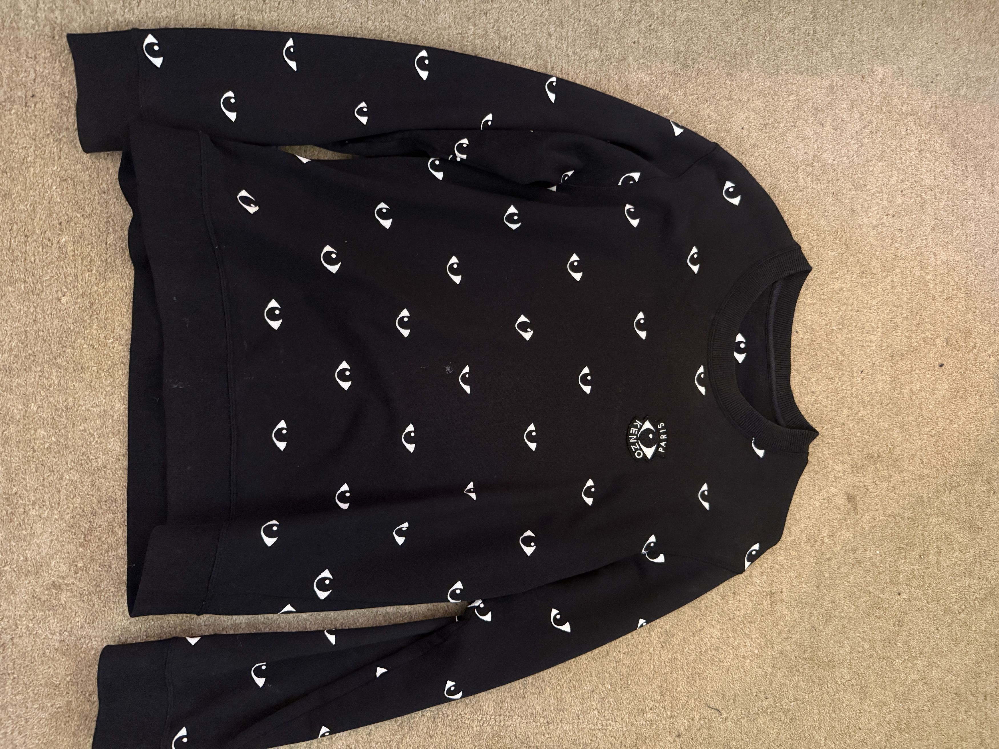 Kenzo Kenzo Black Cotton Eye Pattern Sweatshirt Size US M / EU 48-50 / 2 - 1 Thumbnail