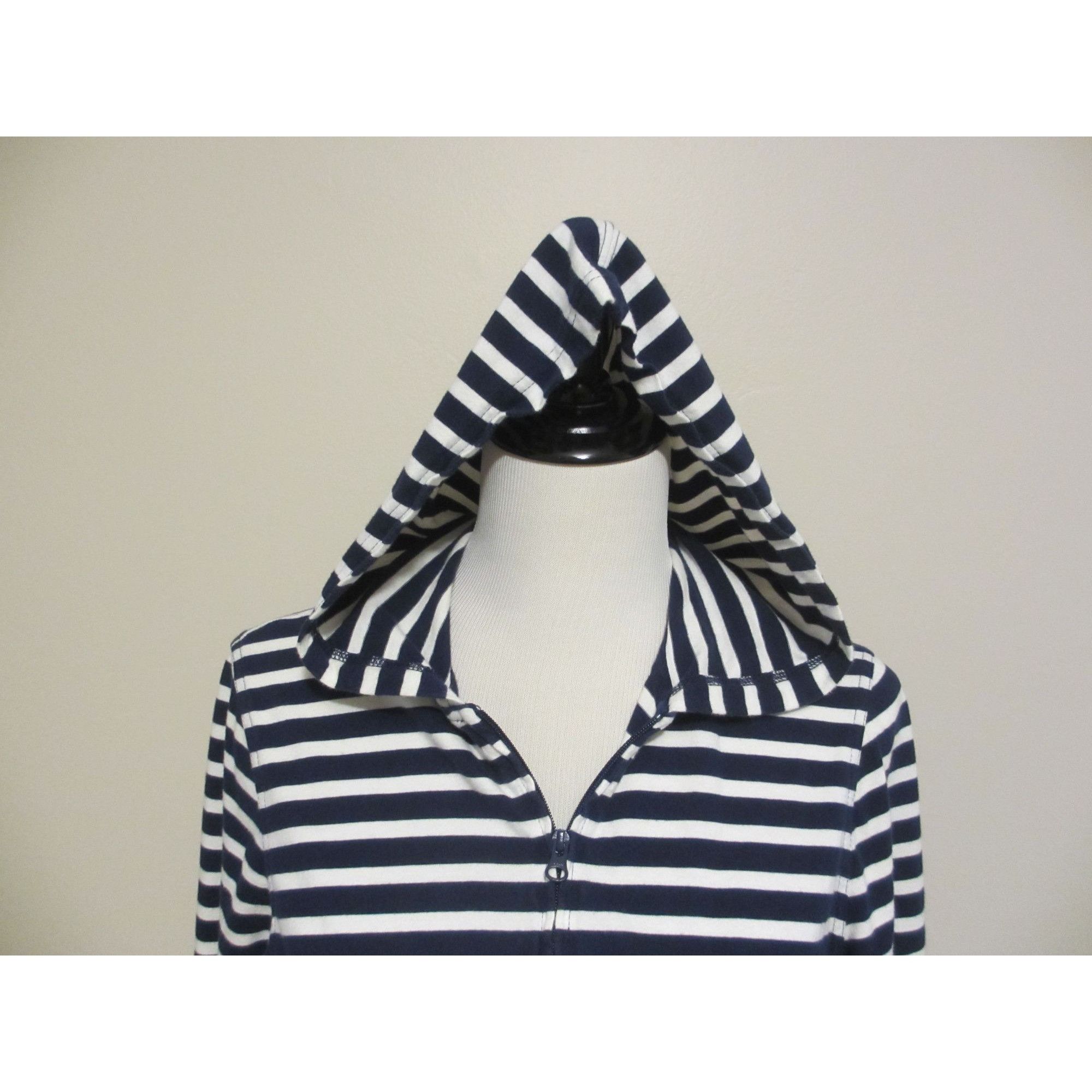Lands' End Lands End Navy & White Striped Hooded Drawstring Waist Robe Size M / US 6-8 / IT 42-44 - 2 Thumbnail