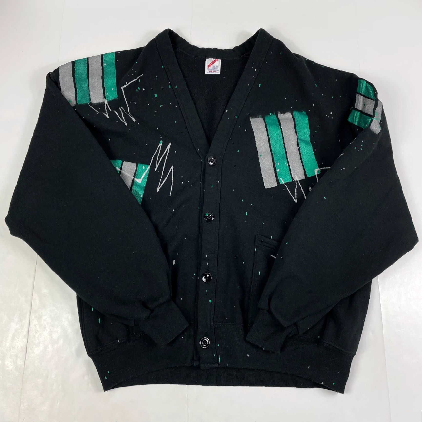 Jerzees VINTAGE Jerzees Sweater Cardigan Womens Extra Large Black 90s Long Sleeve V-Neck Knit Slim Fit Knitwear Casual Shown Buttoned Replacement Size XL / US 12-14 / IT 48-50 - 2 Thumbnail